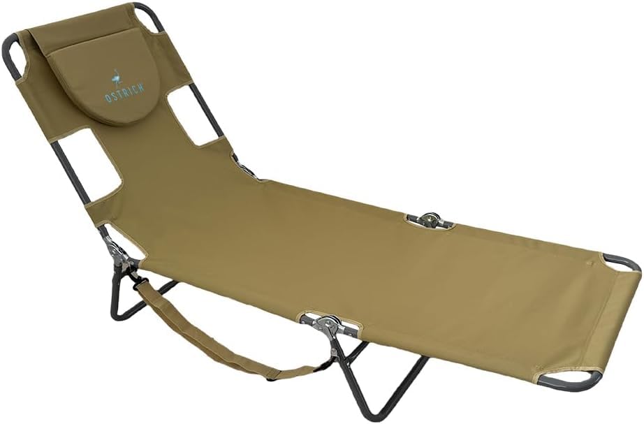 Ostrich the Original Chaise 72 x 22 Inch Lounge Portable Reclining Lounger, Outdoor Patio, Beach, Lawn, Camping, or Pool Tanning Chair, Red