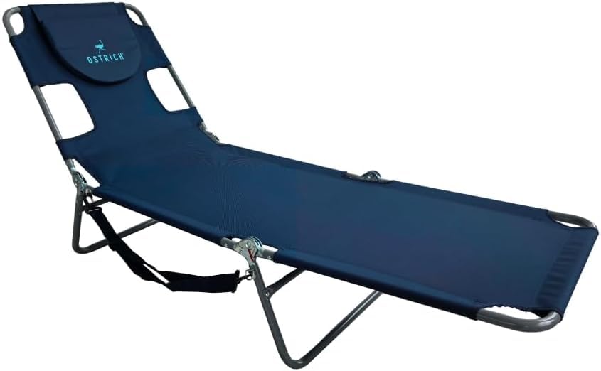 Ostrich the Original Chaise 72 x 22 Inch Lounge Portable Reclining Lounger, Outdoor Patio, Beach, Lawn, Camping, or Pool Tanning Chair, Red