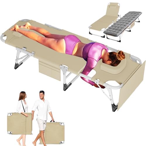 ABORON Heavy Duty Tanning Chair,Outdoor 5-Position Folding Chaise Lounge Chair with Pad,Portable Beach Lounge Chair for Outdoor Sunbathing Patio Pool Lawn Deck Poolside