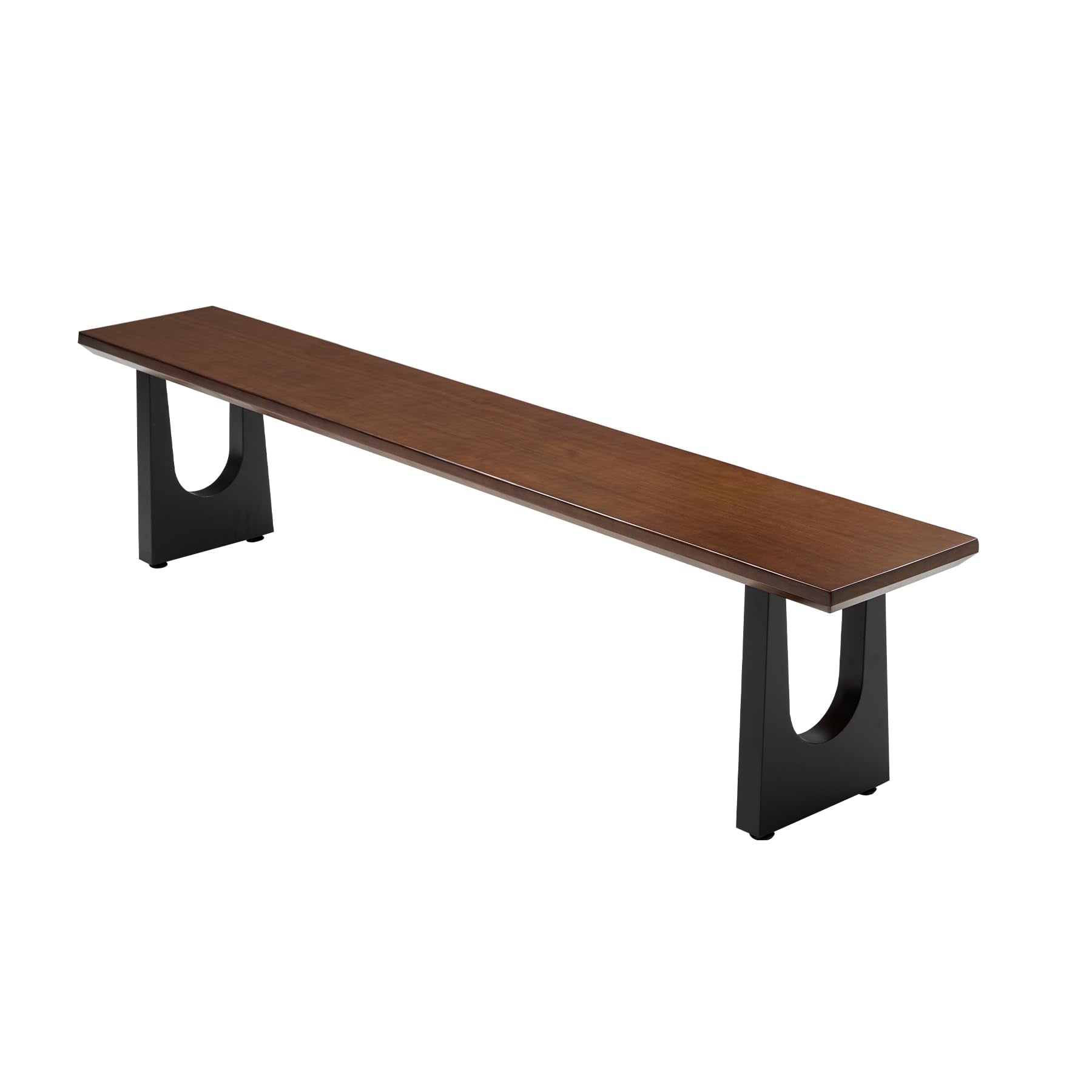 Walnut Color Long Bench Solid Wood Top Metal Legs U-Shaped Design Durable Sturdy Dining Bench Ideal for Office Home Restaurant Patio Multiple (Bench, 55.12in)