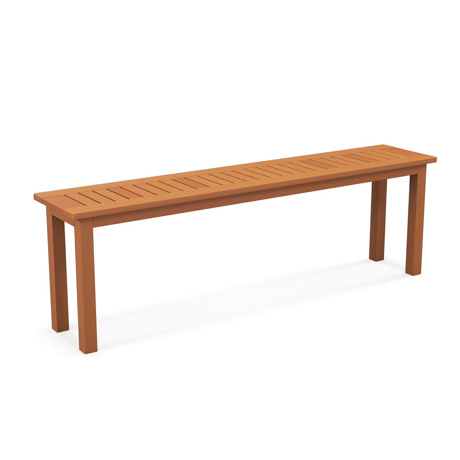 Tangkula Patio Wood Bench, 2-Person Solid Wood Bench with Slatted Seat, 39.5" Long Loveseat with Stable Wood Frame, Indoor Outdoor Dining Bench for Backyard, Poolside, Entryway (1)