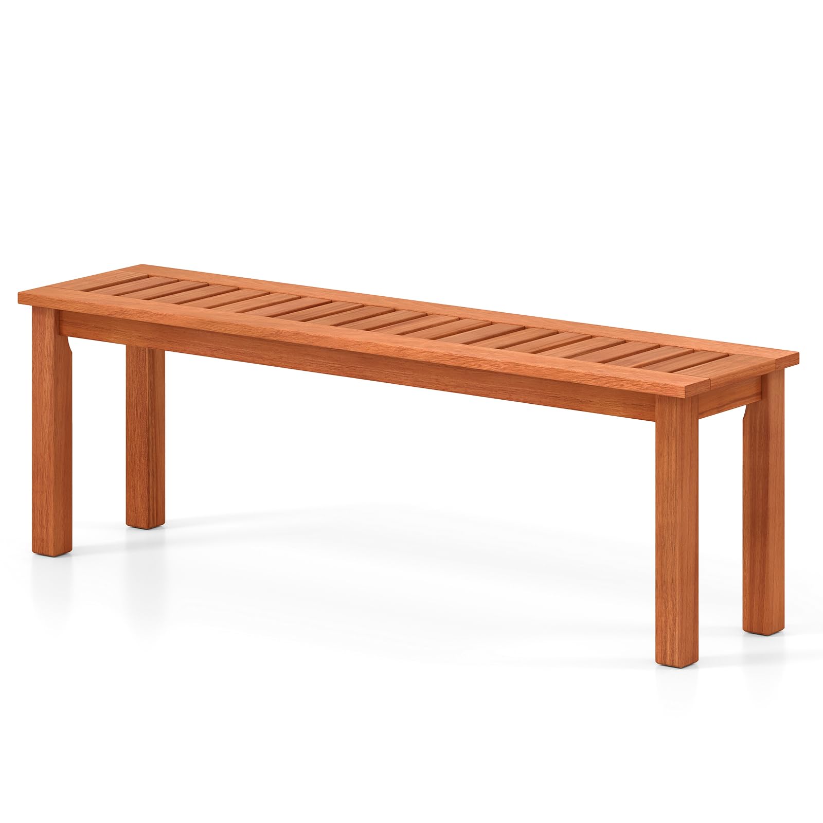 Tangkula Patio Wood Bench, 2-Person Solid Wood Bench with Slatted Seat, 39.5" Long Loveseat with Stable Wood Frame, Indoor Outdoor Dining Bench for Backyard, Poolside, Entryway (1)