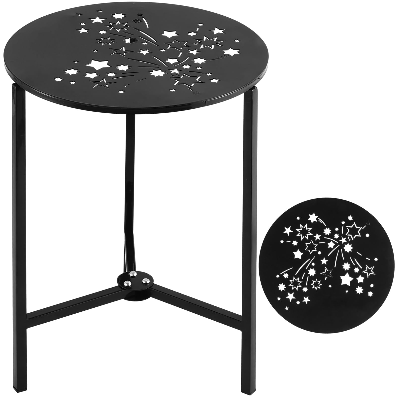 Party Zealot Set of 2 Small Round Metal Side Tables, 13-Inch Black Outdoor End Tables for Patio, Balcony, Porch or Garden – Weather-Resistant Corner Coffee Table for Small Spaces & Indoor Plant Stand