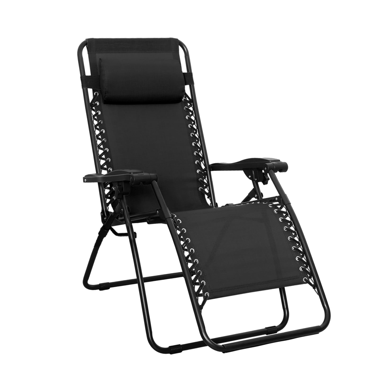 Amazon Basics Outdoor Patio Zero Gravity Lounge Chair with Pillow, Folding Reclining and Textilene Adjustable, Folding Lounge Lawn Chairs for Outside, 26", Blue