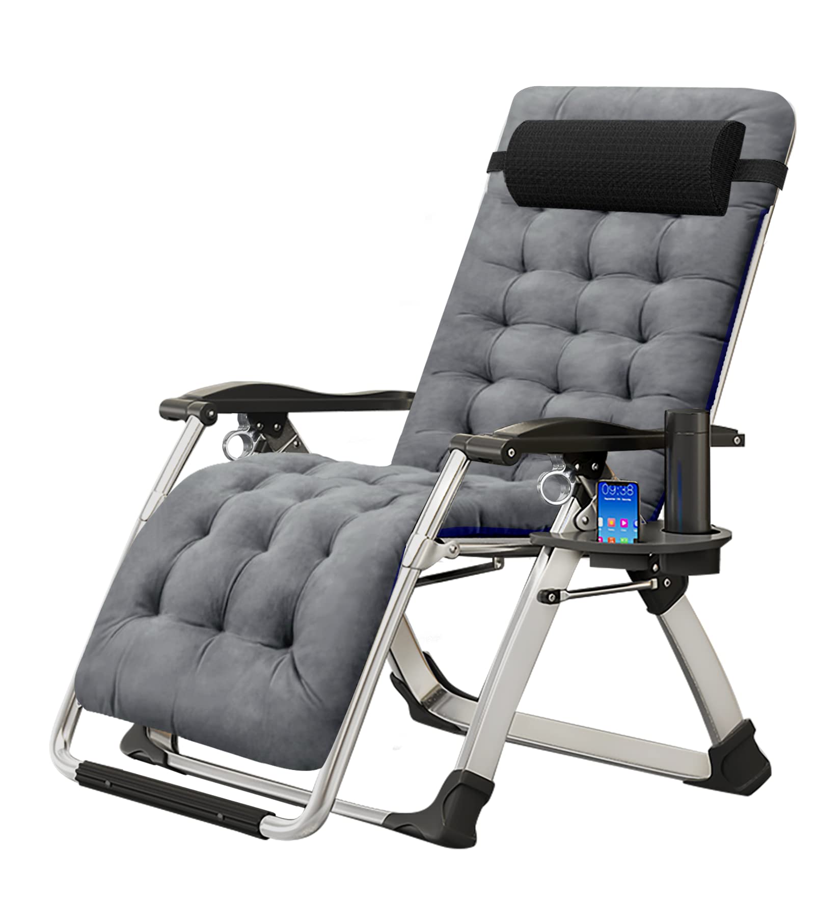 ABORON Zero Gravity Chair,Premium Outdoor Lawn Folding Lounge Chairs,Sturdy Adjustable Reclining Patio Chairs with Removable Cushion,Headrest & Tray