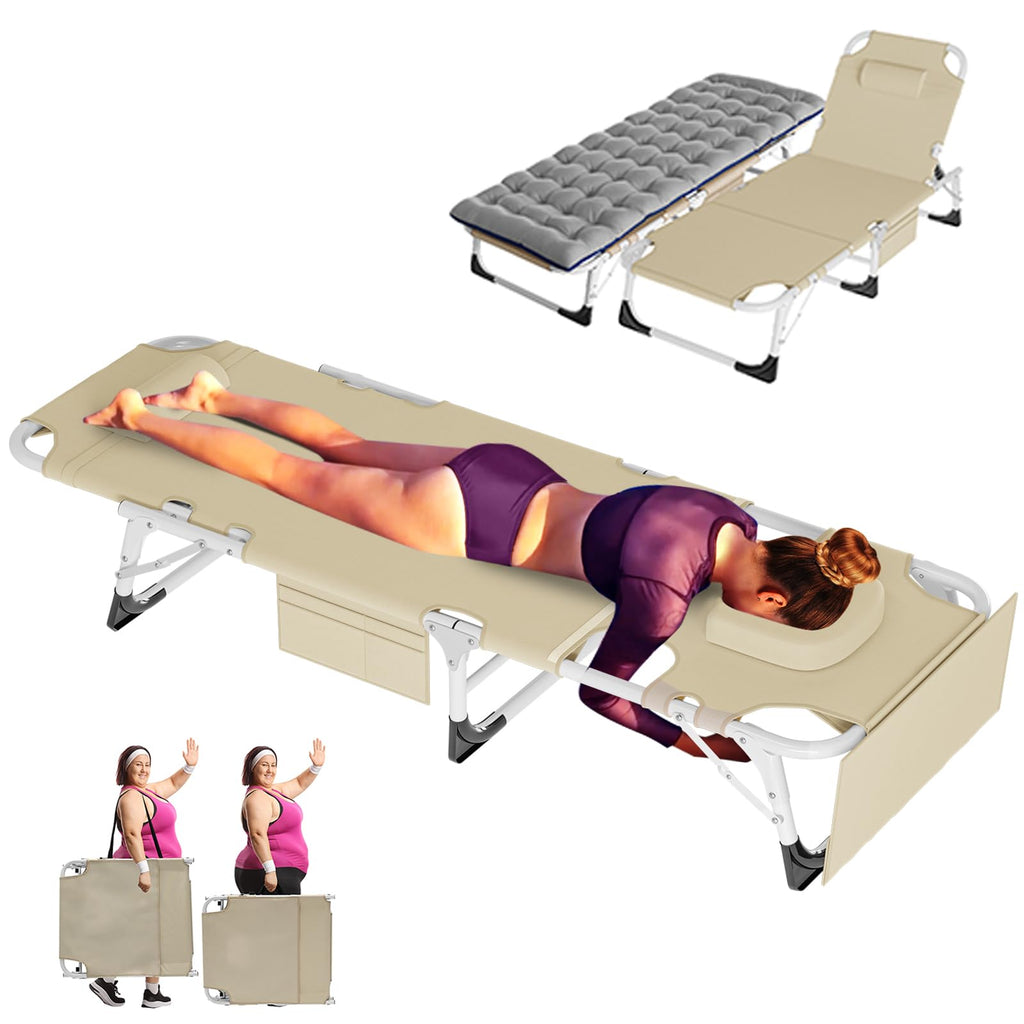 ABORON Heavy Duty Tanning Chair,Outdoor 5-Position Folding Chaise Lounge Chair with Pad,Portable Beach Lounge Chair for Outdoor Sunbathing Patio Pool Lawn Deck Poolside