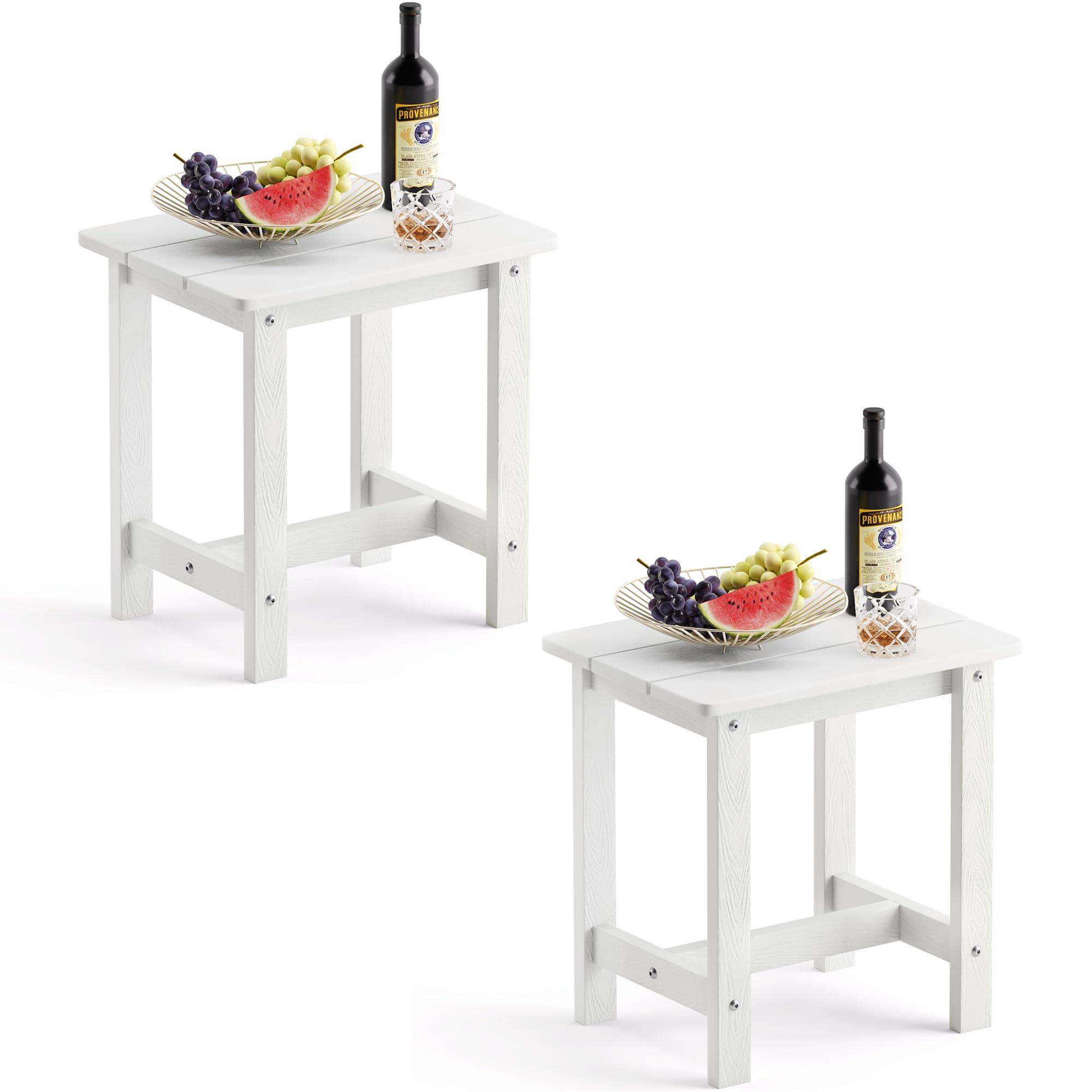 LUE BONA Outdoor Side Table Set of 2, HDPS Small Outdoor Table, Adirondack Side Table, Outside End Table for Patio, Porch, Deck, Pool, Weather Resistant/Easy Maintenance/Indoor or Outside Use, Black