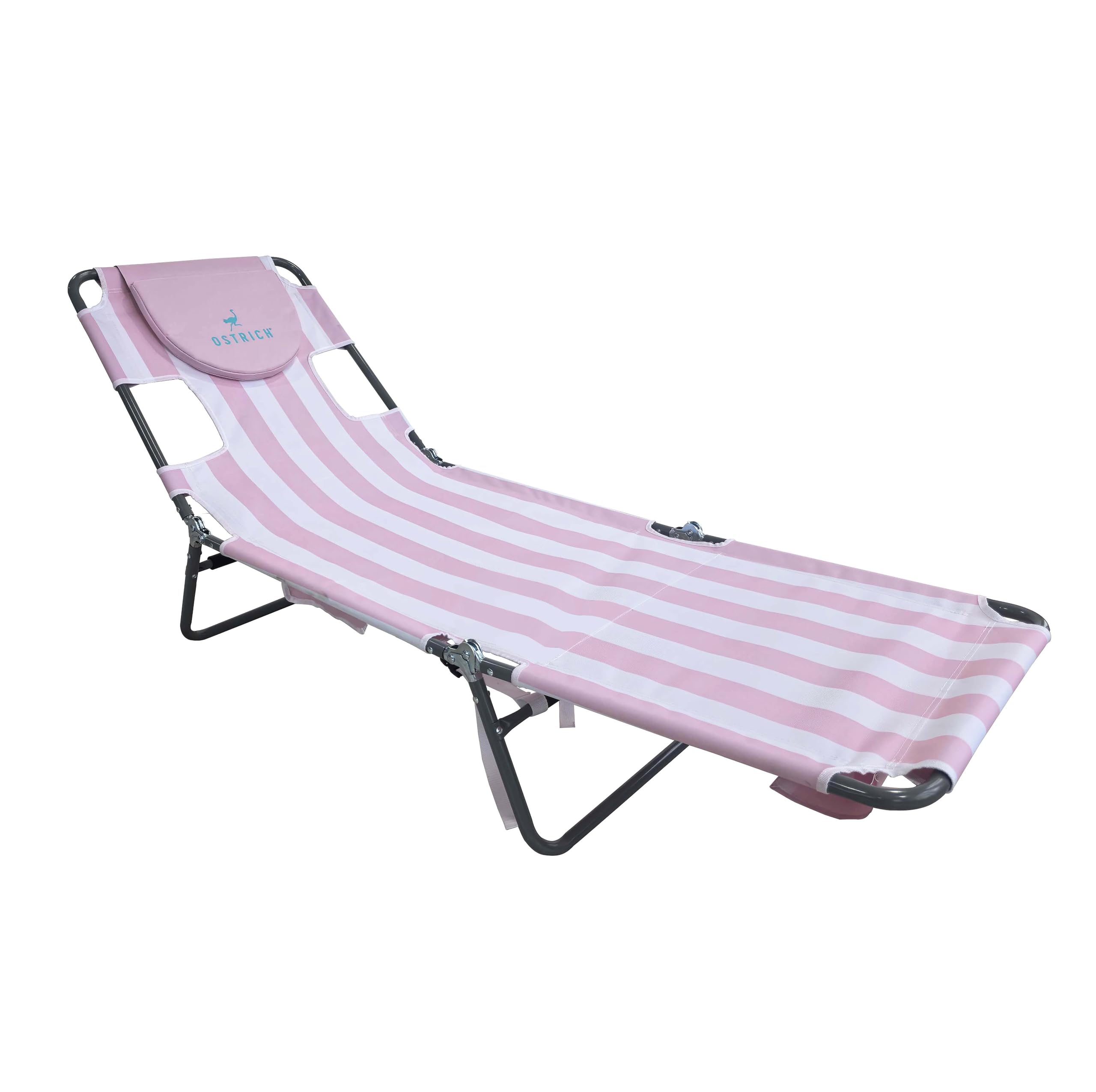 Ostrich the Original Chaise 72 x 22 Inch Lounge Portable Reclining Lounger, Outdoor Patio, Beach, Lawn, Camping, or Pool Tanning Chair, Red