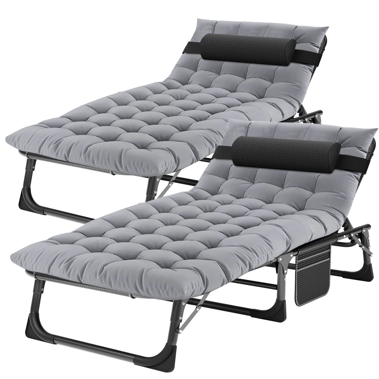 ABORON Heavy Duty Tanning Chair,Outdoor 5-Position Folding Chaise Lounge Chair with Pad,Portable Beach Lounge Chair for Outdoor Sunbathing Patio Pool Lawn Deck Poolside