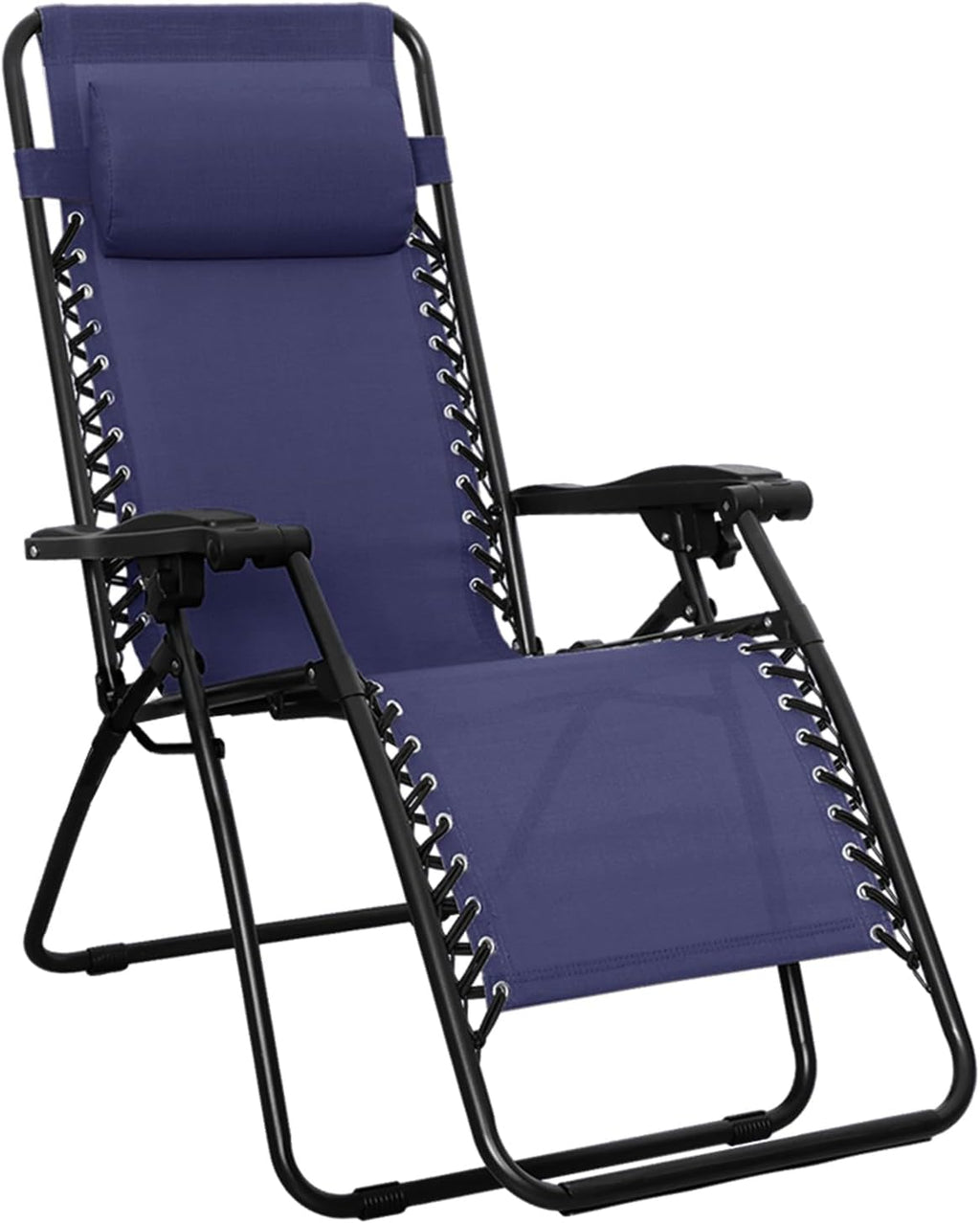 Amazon Basics Outdoor Patio Zero Gravity Lounge Chair with Pillow, Folding Reclining and Textilene Adjustable, Folding Lounge Lawn Chairs for Outside, 26", Blue