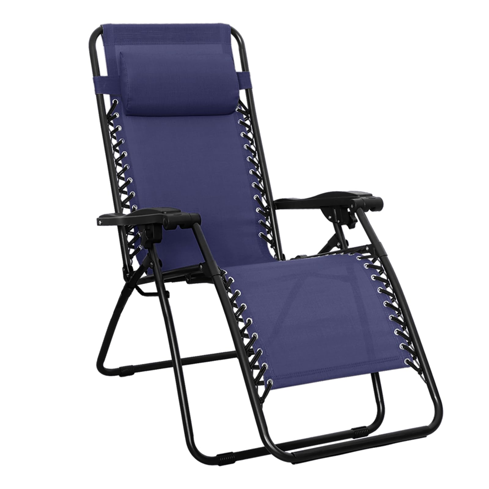 Amazon Basics Outdoor Patio Zero Gravity Folding Reclining Lounge Chair with Padded Headrest Pillow, Adjustable Lawn Chair for Outside, Weather-resistant Textilene, 26", Beige