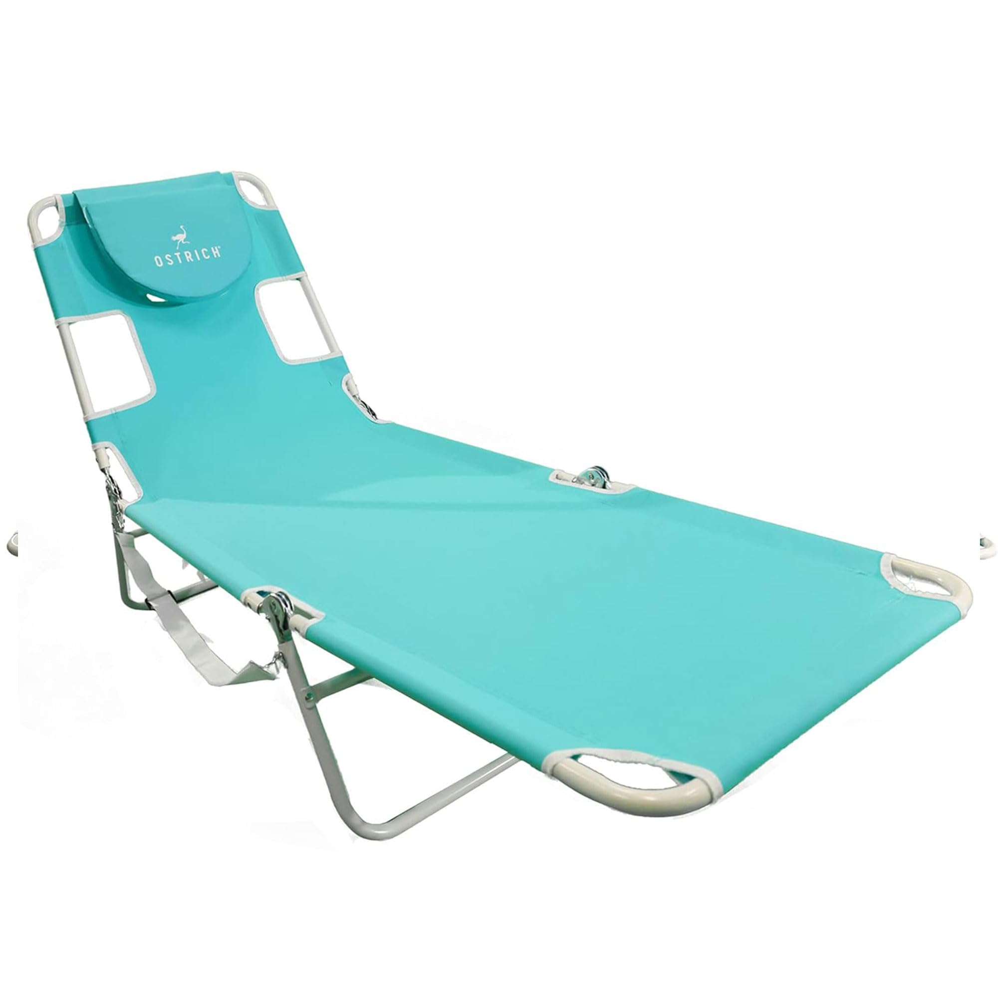 Ostrich the Original Chaise 72 x 22 Inch Lounge Portable Reclining Lounger, Outdoor Patio, Beach, Lawn, Camping, or Pool Tanning Chair, Red