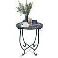 Round Side Table Set of 2, Metal Patio Side Tables End Tables, Weather Resistant Round Coffee Table Bedside Table Nightstand for Home Garden Office, 14 Inch Outdoor Side Table for Patio Balcony Yard