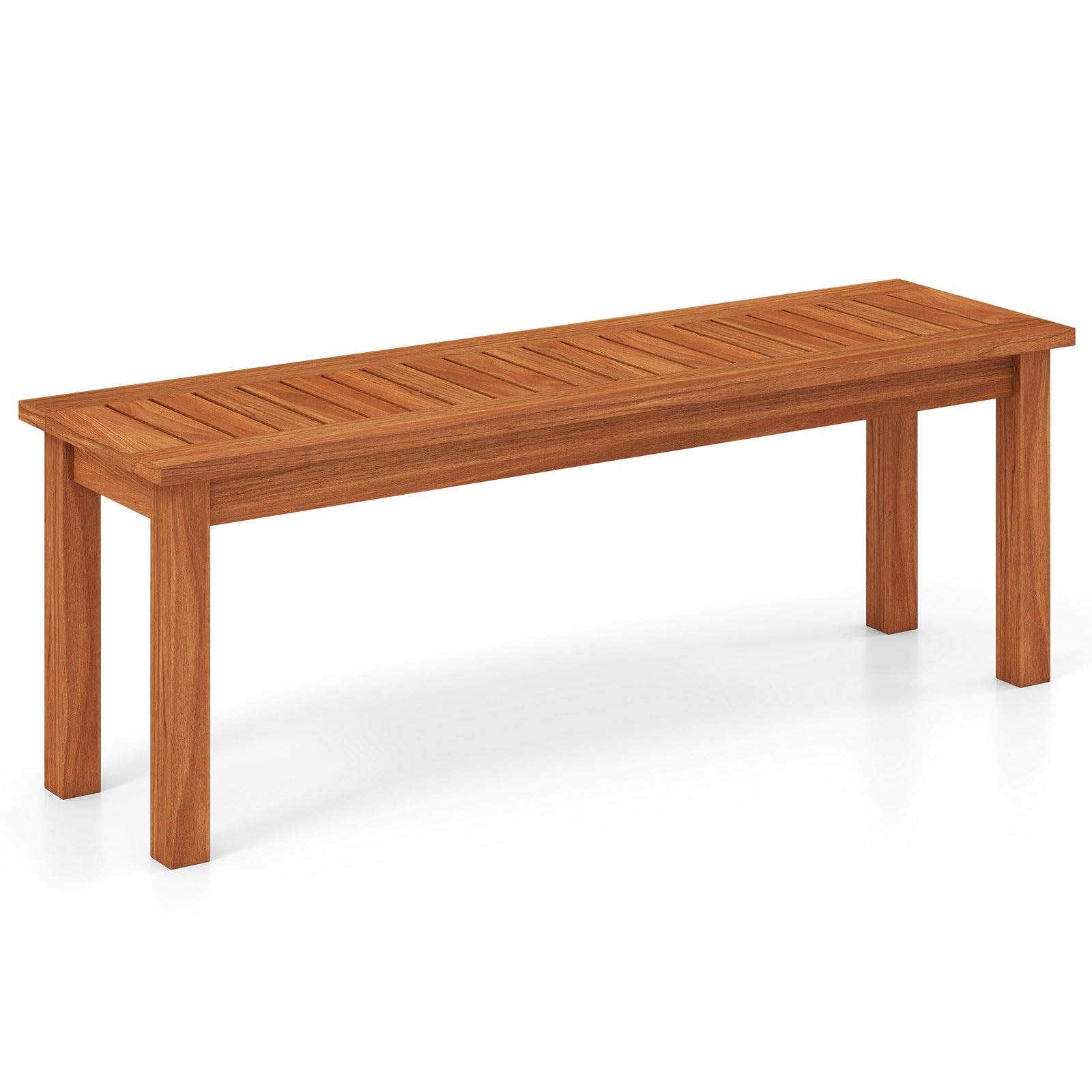Tangkula Patio Wood Bench, 2-Person Solid Wood Bench with Slatted Seat, 39.5" Long Loveseat with Stable Wood Frame, Indoor Outdoor Dining Bench for Backyard, Poolside, Entryway (1)