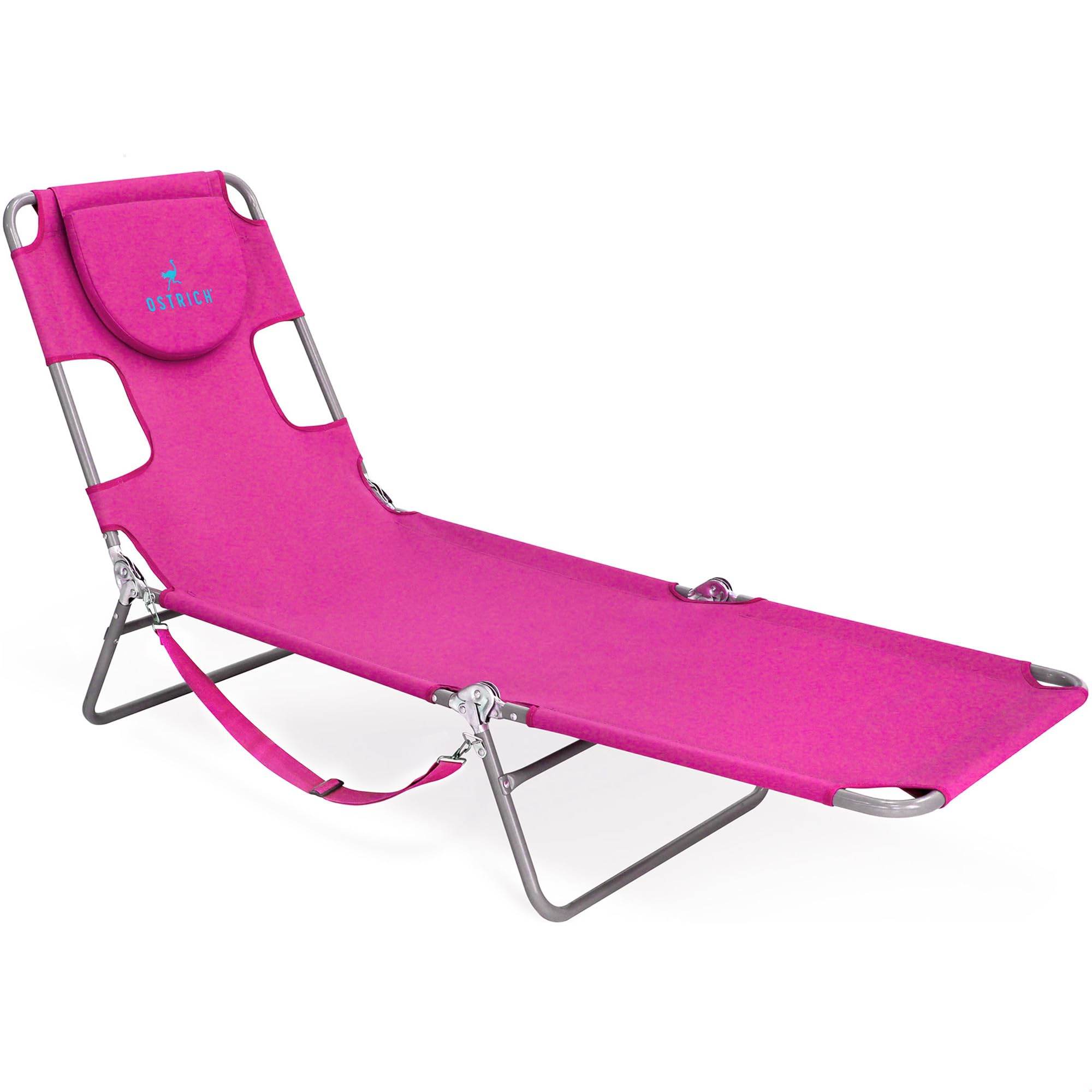 Ostrich the Original Chaise 72 x 22 Inch Lounge Portable Reclining Lounger, Outdoor Patio, Beach, Lawn, Camping, or Pool Tanning Chair, Red