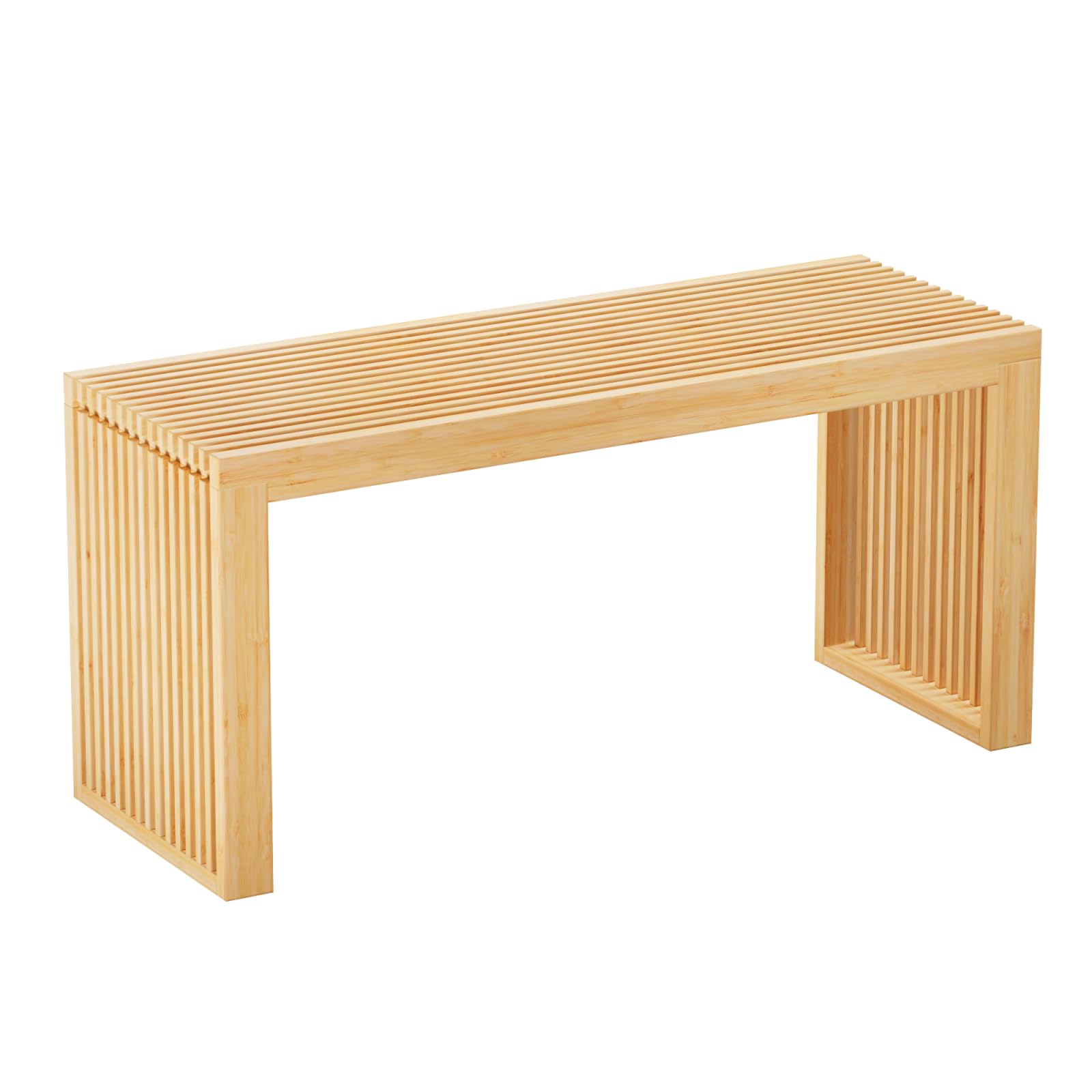 Bamboo Dining Bench Indoor Long Entryway Shoe Rack Benchs,Outdoor Modern Wood Benches 35 Inch Bamboo Bench for Living Room Hallway Bedroom Bathroom