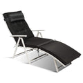 Tangkula Outdoor Folding Chaise Lounge Chair, Lightweight Recliner Chair w/ 7 Adjustable Backrest Positions, Patio Reclining Beach w/Removable Cushion & Pillow for Patio Poolside No Assembly Required