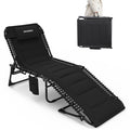 Oversized Padded Outdoor Folding Lounge Chair for Adults 330Ibs Patio Chaise Lounge Chair for Outside 5-Position Adjustable Reclining Beach Chair with Pillow Pocket
