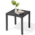 Crestlive Products Outdoor Side Table Set of 2,Black Small Square Metal End Table Weather Resistant Balcony Table for Pool Patio