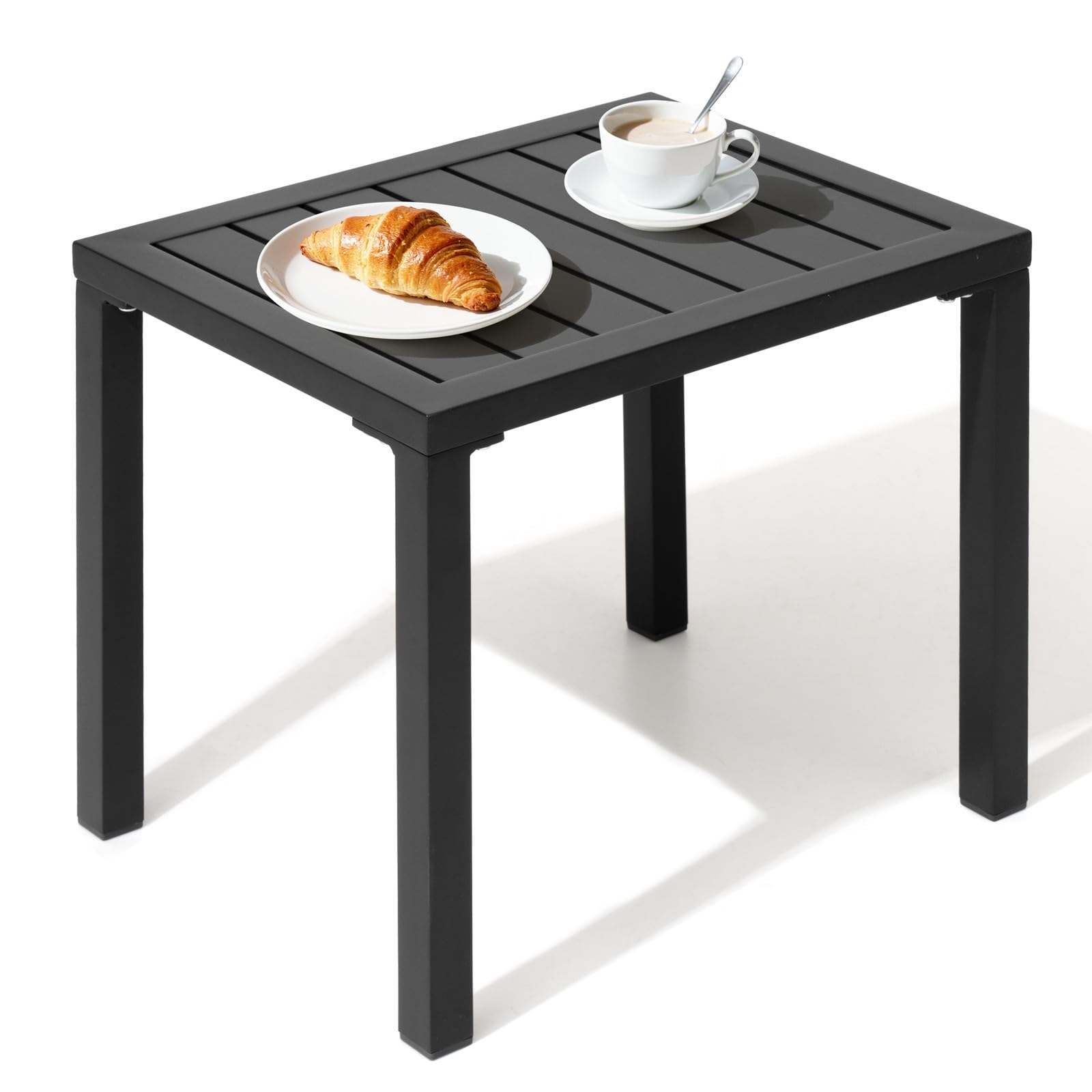 Crestlive Products Aluminum Outdoor Side Table Set of 2, Pool Lounge Chair Side Table, Weather Resistant Small Square Coffee End Table for Patio, Yard, Garden, Porch, Deck, Outdoor