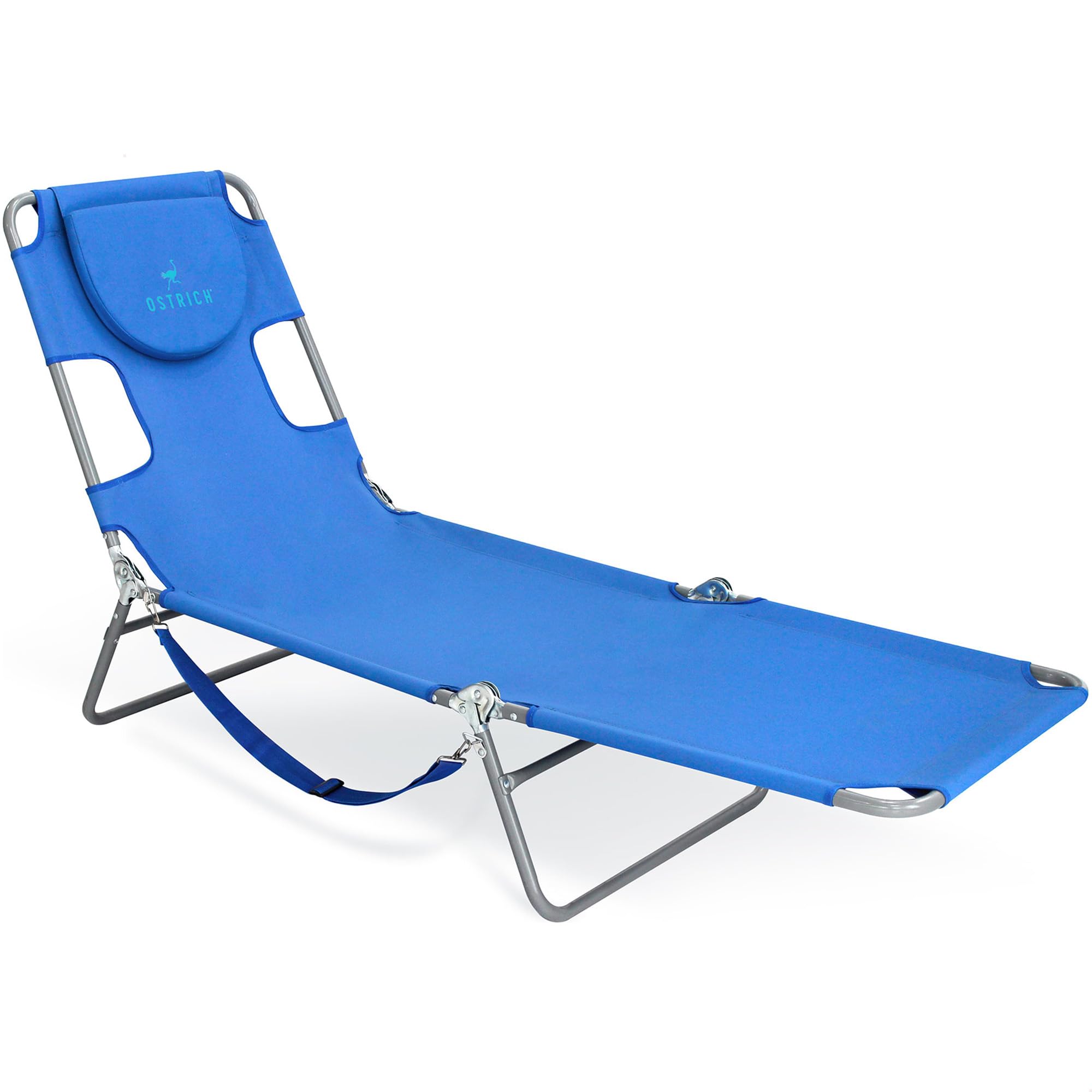 Ostrich the Original Chaise 72 x 22 Inch Lounge Portable Reclining Lounger, Outdoor Patio, Beach, Lawn, Camping, or Pool Tanning Chair, Red