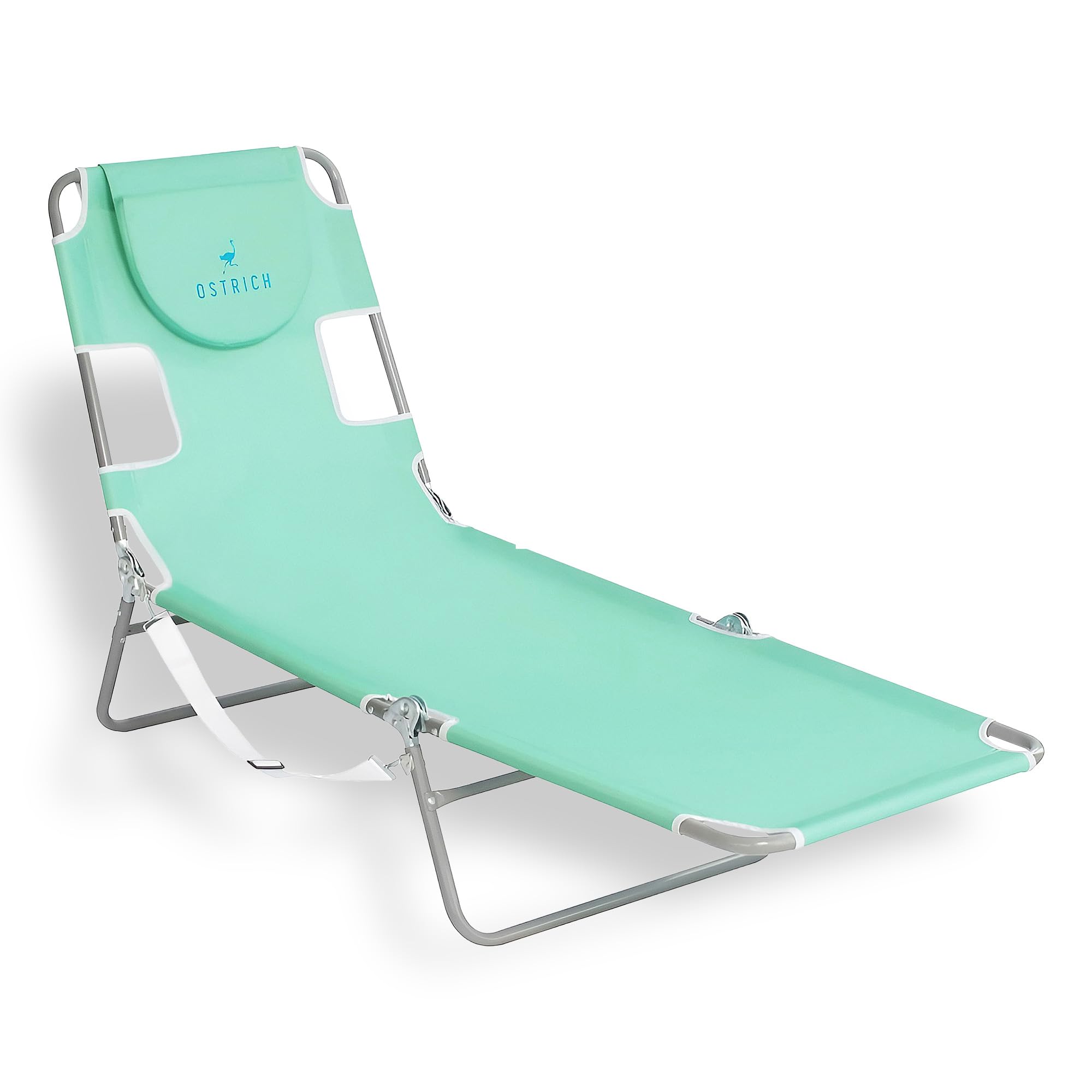 Ostrich the Original Chaise 72 x 22 Inch Lounge Portable Reclining Lounger, Outdoor Patio, Beach, Lawn, Camping, or Pool Tanning Chair, Red