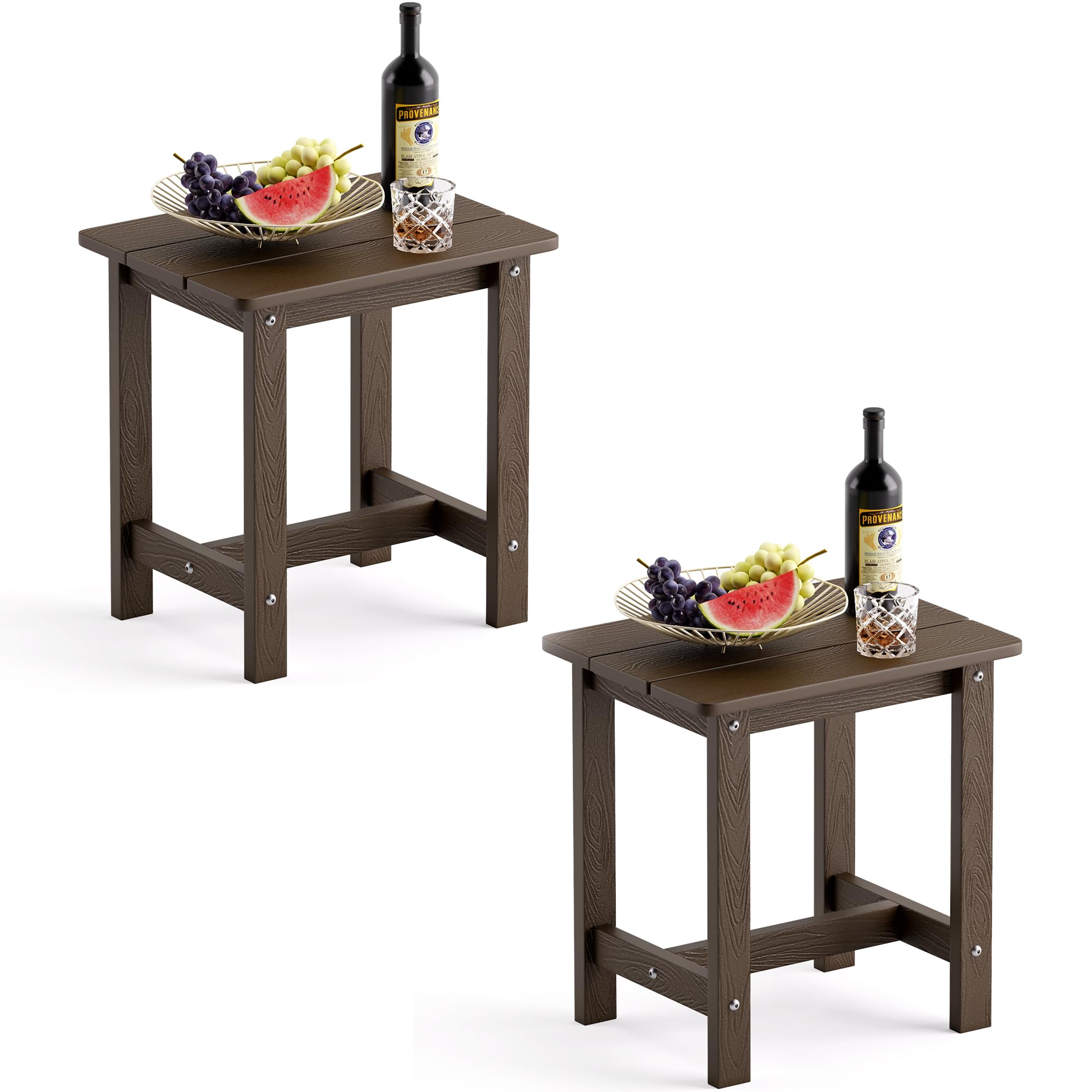 LUE BONA Outdoor Side Table Set of 2, HDPS Small Outdoor Table, Adirondack Side Table, Outside End Table for Patio, Porch, Deck, Pool, Weather Resistant/Easy Maintenance/Indoor or Outside Use, Black