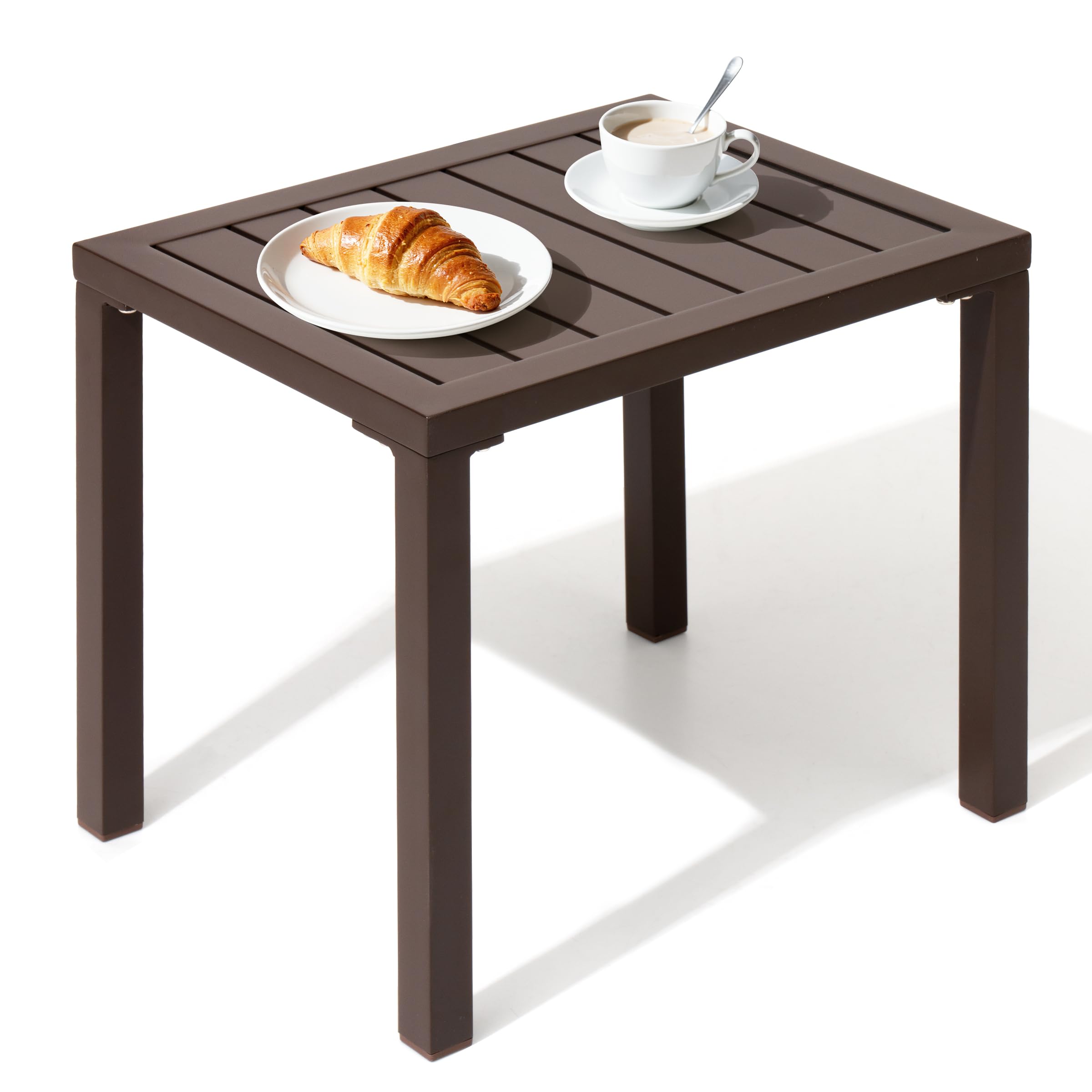 Crestlive Products Aluminum Outdoor Side Table Set of 2, Pool Lounge Chair Side Table, Weather Resistant Small Square Coffee End Table for Patio, Yard, Garden, Porch, Deck, Outdoor