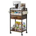 Small Coffee Bar Cart with Drawer Srorage, Office Coffee Bar Station Organizer Mug Cup Holder Stand, K Cup Holder Rack for Home Buffets & Sideboards for Kichen, Entryway, Living Room (Black)