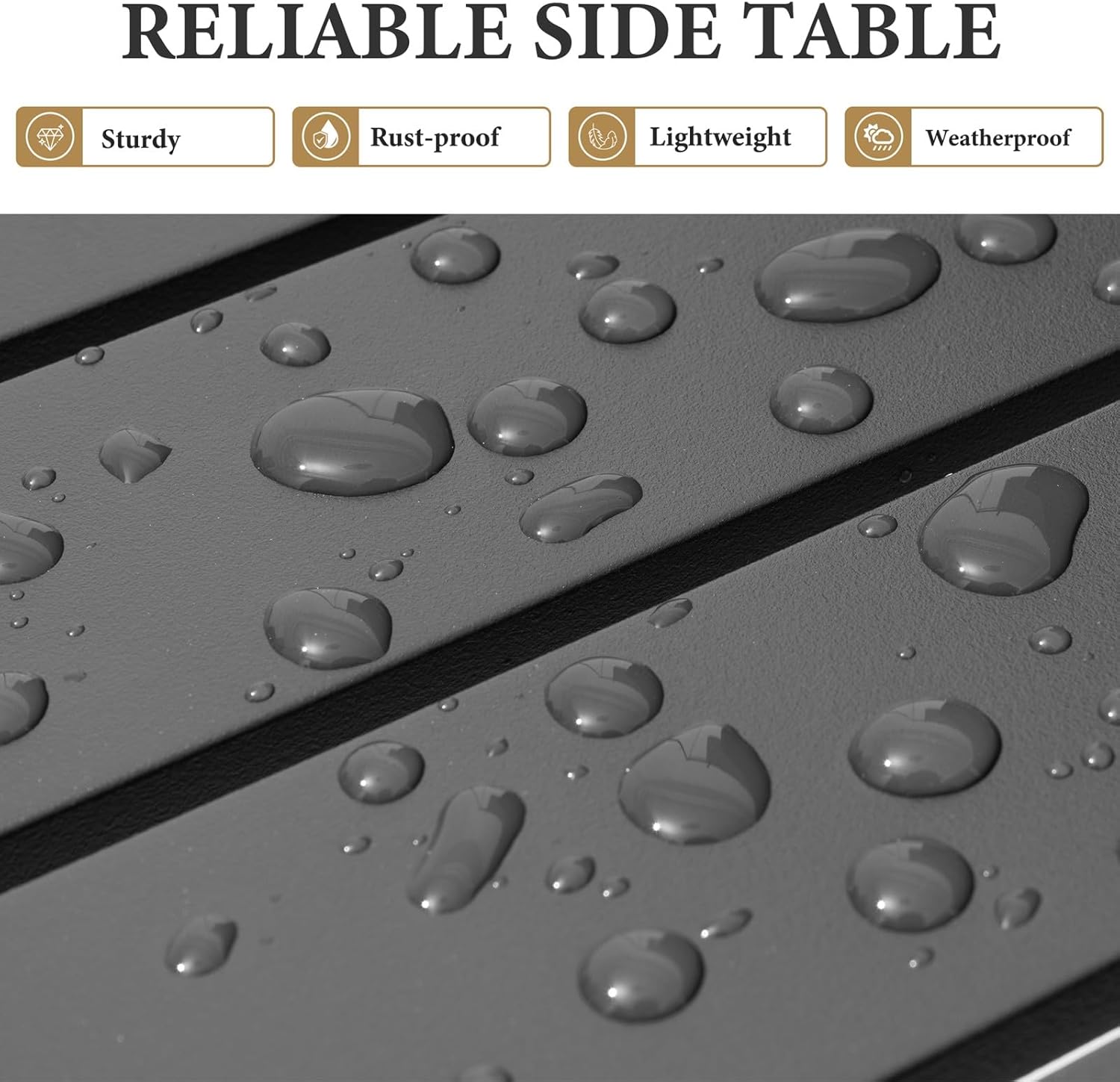 Crestlive Products Aluminum Outdoor Side Table Set of 2, Pool Lounge Chair Side Table, Weather Resistant Small Square Coffee End Table for Patio, Yard, Garden, Porch, Deck, Outdoor
