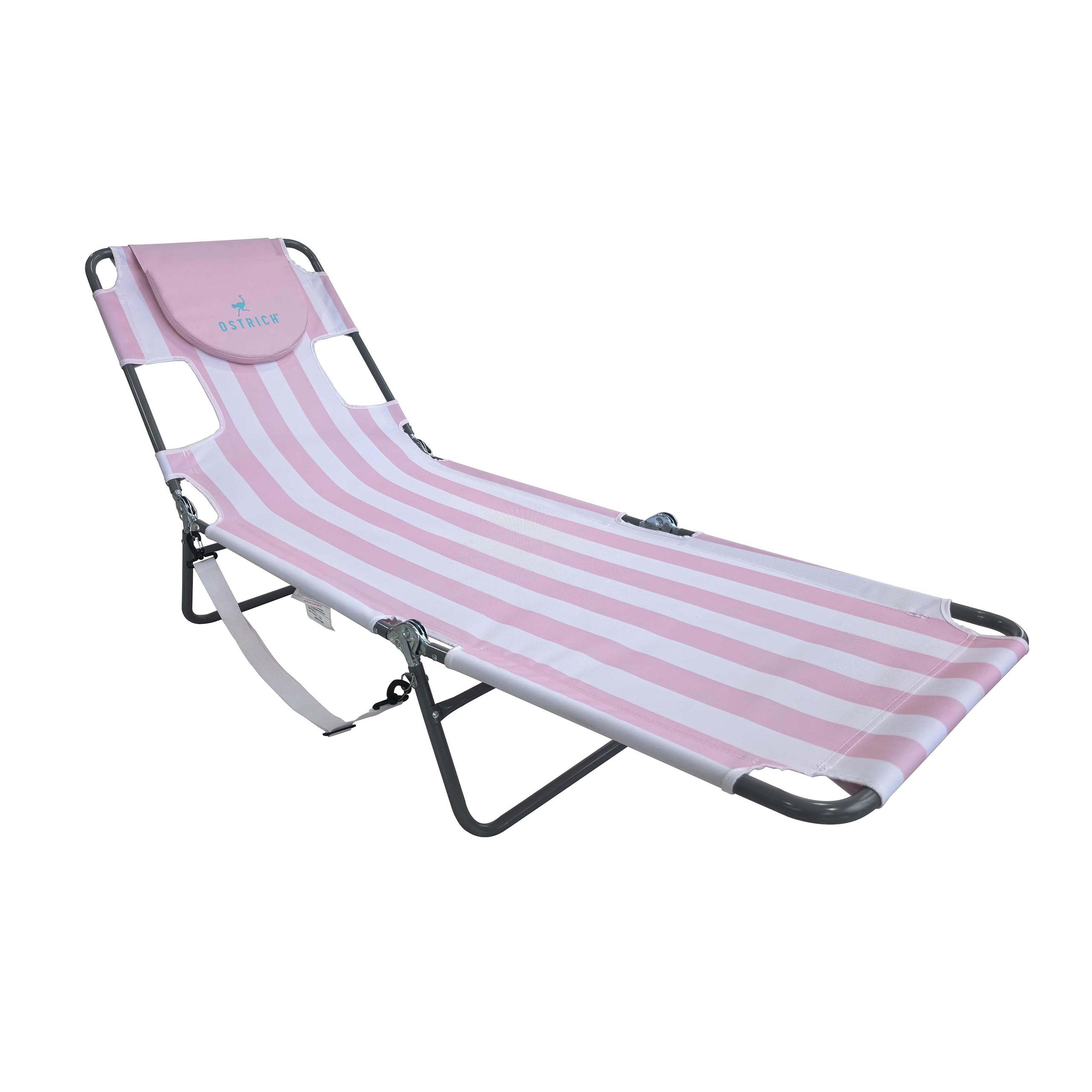 Ostrich the Original Chaise 72 x 22 Inch Lounge Portable Reclining Lounger, Outdoor Patio, Beach, Lawn, Camping, or Pool Tanning Chair, Red