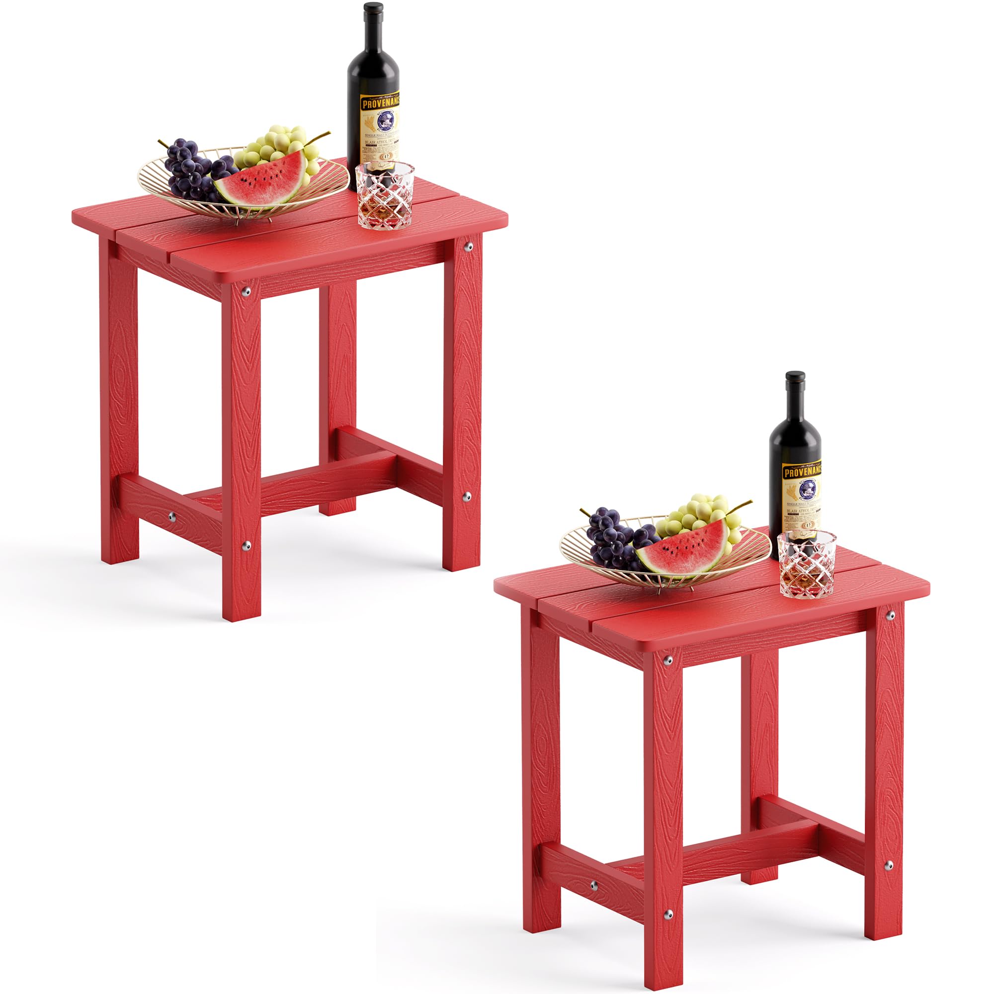 LUE BONA Outdoor Side Table Set of 2, HDPS Small Outdoor Table, Adirondack Side Table, Outside End Table for Patio, Porch, Deck, Pool, Weather Resistant/Easy Maintenance/Indoor or Outside Use, Black