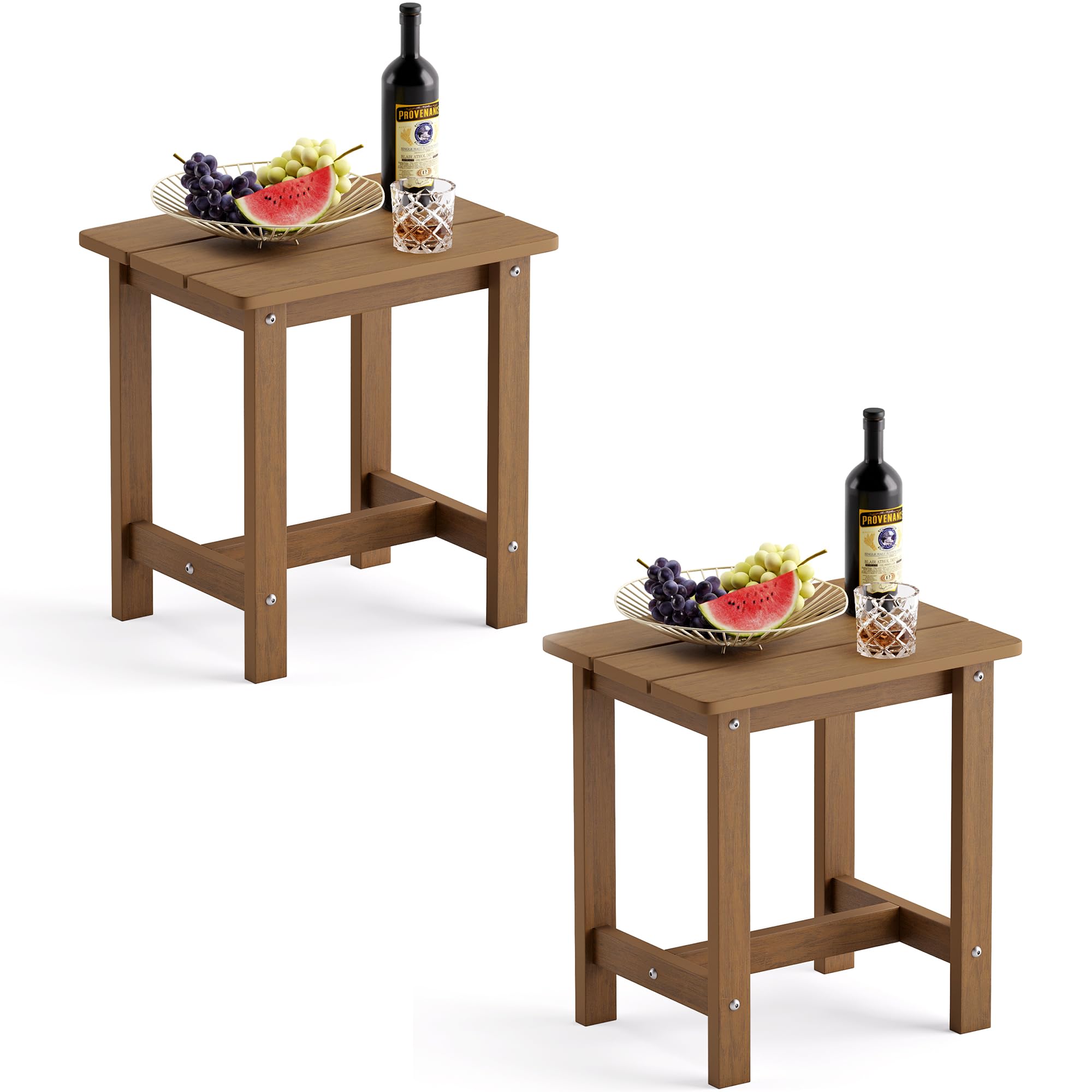 LUE BONA Outdoor Side Table Set of 2, HDPS Small Outdoor Table, Adirondack Side Table, Outside End Table for Patio, Porch, Deck, Pool, Weather Resistant/Easy Maintenance/Indoor or Outside Use, Black
