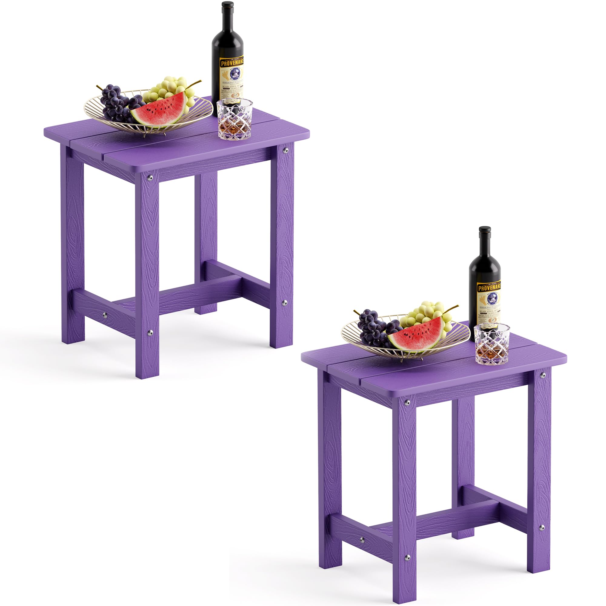 LUE BONA Outdoor Side Table Set of 2, HDPS Small Outdoor Table, Adirondack Side Table, Outside End Table for Patio, Porch, Deck, Pool, Weather Resistant/Easy Maintenance/Indoor or Outside Use, Black