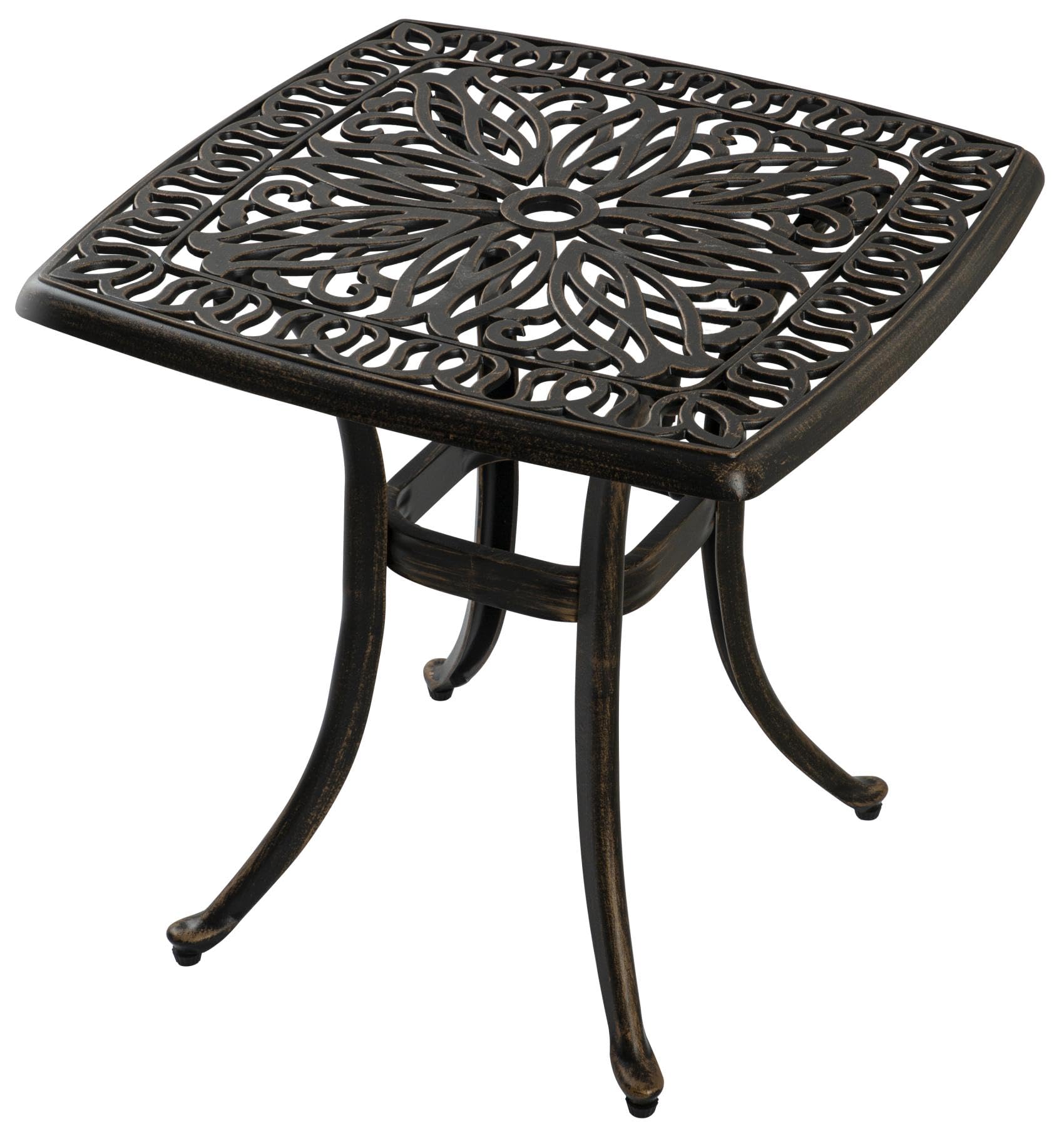 Outdoor 21" Cast Aluminum Square Side Table Set of 2 End Table for Patio, Backyard, Pool, Indoor Companion, Easy Maintenance and Weather Resistant, Black