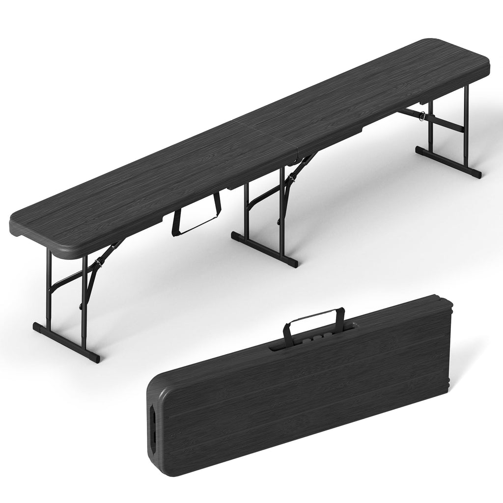 6 Foot Folding Bench, Portable Plastic Folding Bench Seat, Foldable Seat for Indoor Outdoor Picnic Camping Dining, Soccer Garden Multipurpose Entertaining Activities, Brown, 1 Pack