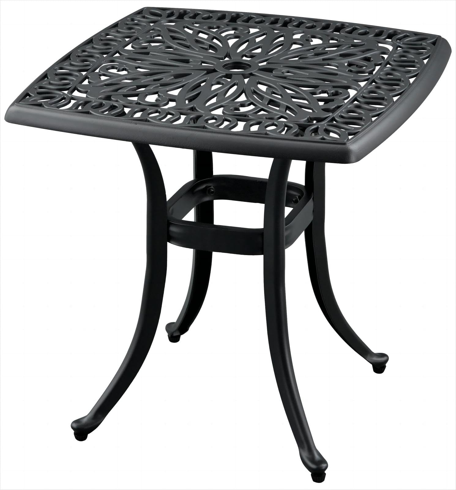 Outdoor 21" Cast Aluminum Square Side Table Set of 2 End Table for Patio, Backyard, Pool, Indoor Companion, Easy Maintenance and Weather Resistant, Black