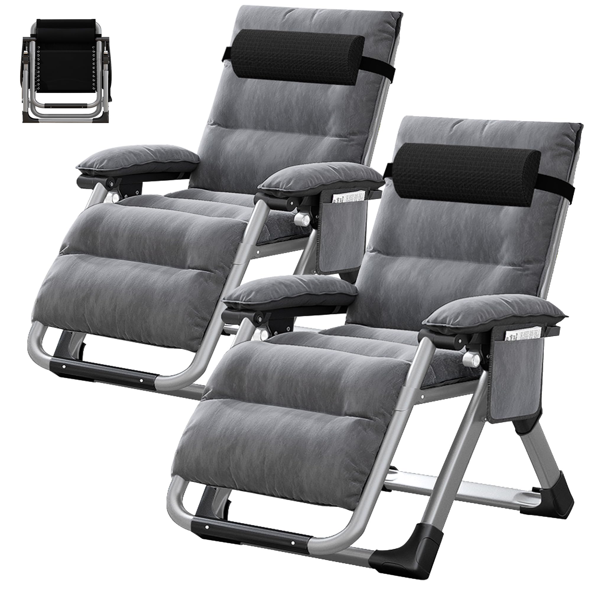 ABORON Zero Gravity Chair,Premium Outdoor Lawn Folding Lounge Chairs,Sturdy Adjustable Reclining Patio Chairs with Removable Cushion,Headrest & Tray