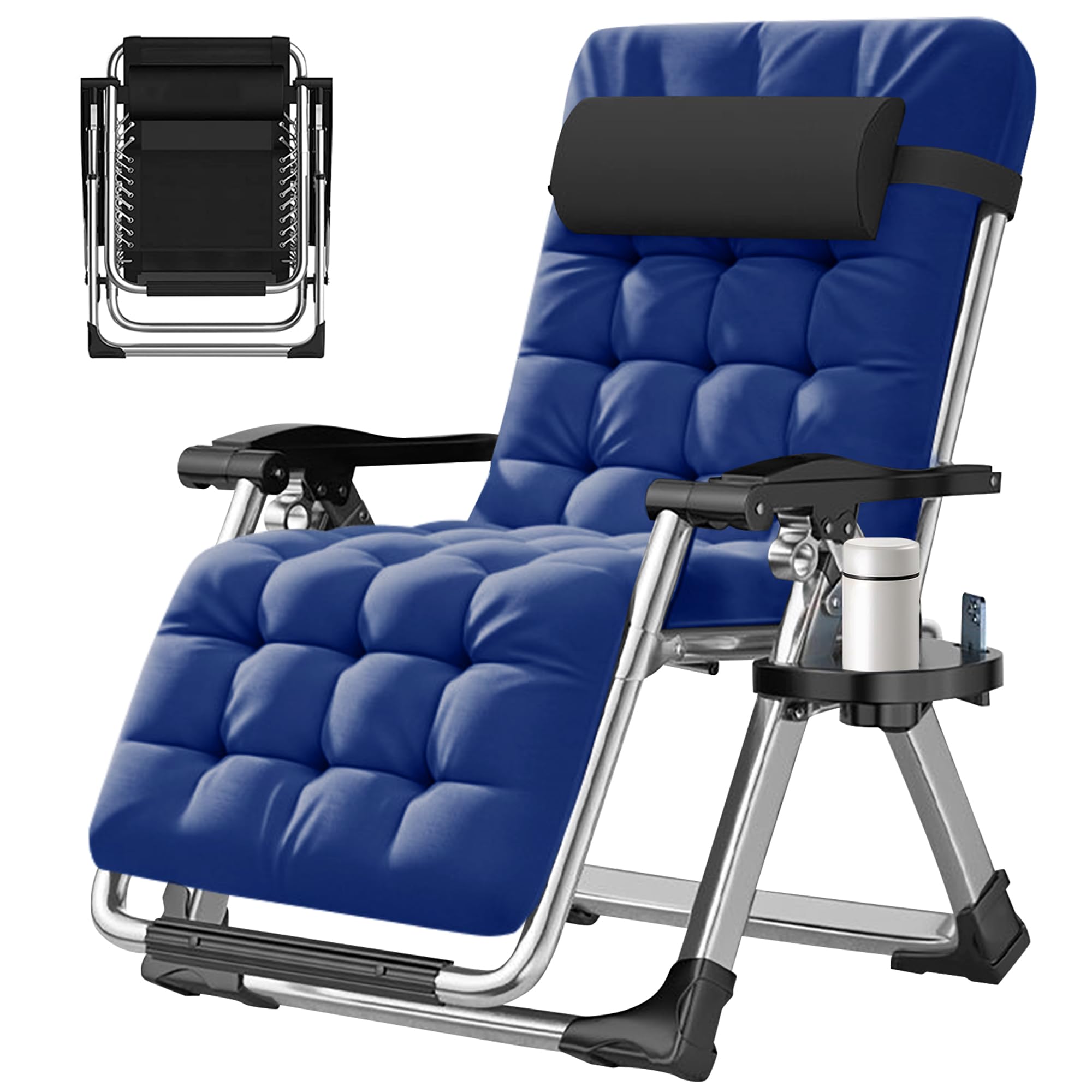 ABORON Zero Gravity Chair,Premium Outdoor Lawn Folding Lounge Chairs,Sturdy Adjustable Reclining Patio Chairs with Removable Cushion,Headrest & Tray