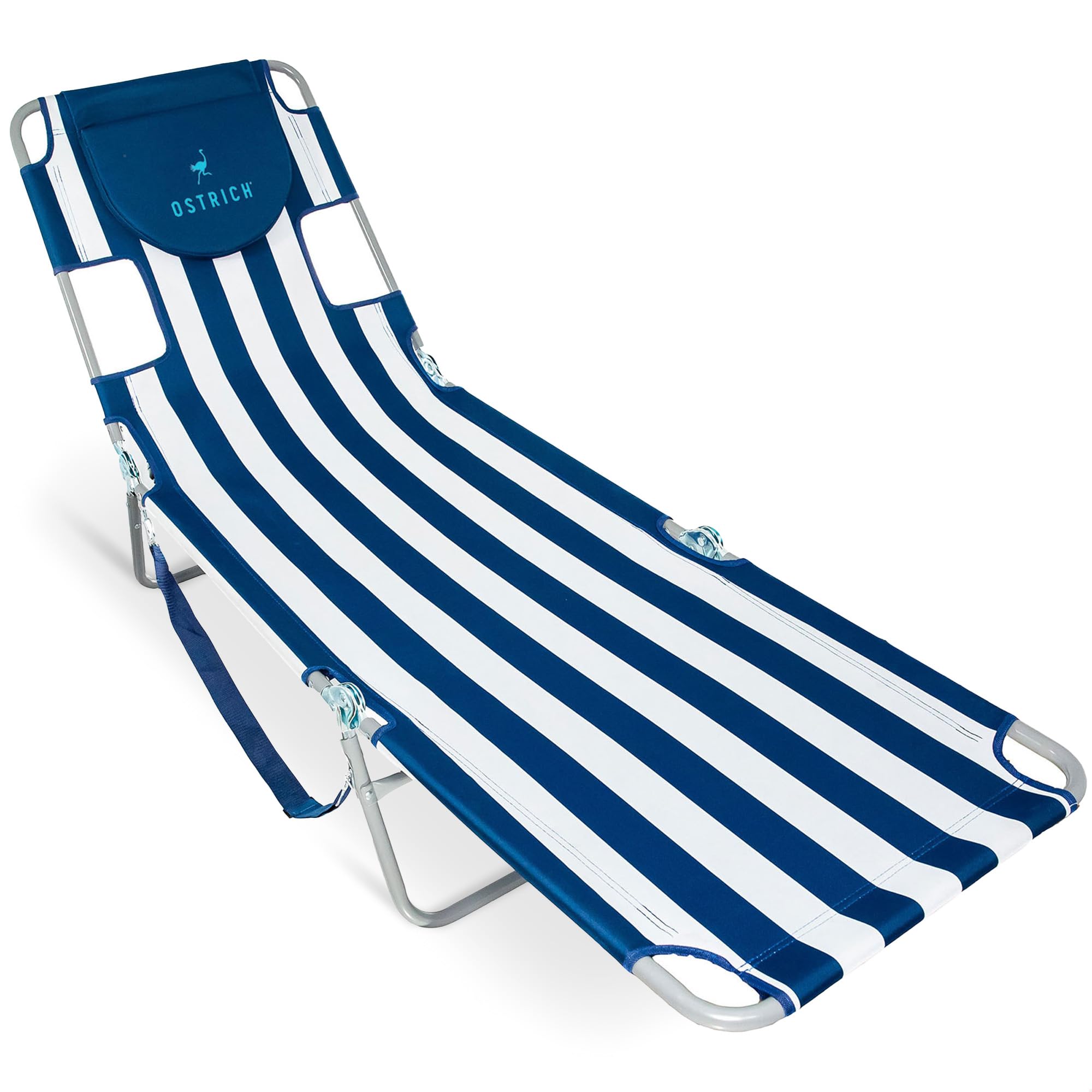 Ostrich the Original Chaise 72 x 22 Inch Lounge Portable Reclining Lounger, Outdoor Patio, Beach, Lawn, Camping, or Pool Tanning Chair, Red