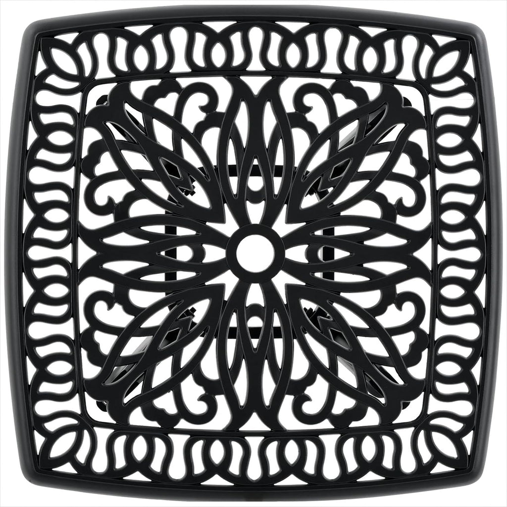 Outdoor 21" Cast Aluminum Square Side Table Set of 2 End Table for Patio, Backyard, Pool, Indoor Companion, Easy Maintenance and Weather Resistant, Black