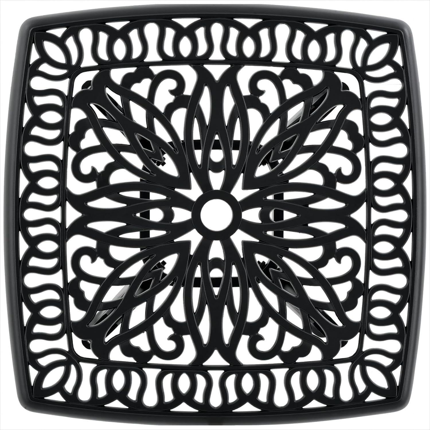 Outdoor 21" Cast Aluminum Square Side Table Set of 2 End Table for Patio, Backyard, Pool, Indoor Companion, Easy Maintenance and Weather Resistant, Black