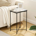 Garden 4 you Small Side Table, Glass End Table Set of 2, Black Outdoor Side Table with Metal Frame, Mini Bedside Table for Living Room, Bedroom, Patio, Small Space, 2pcs