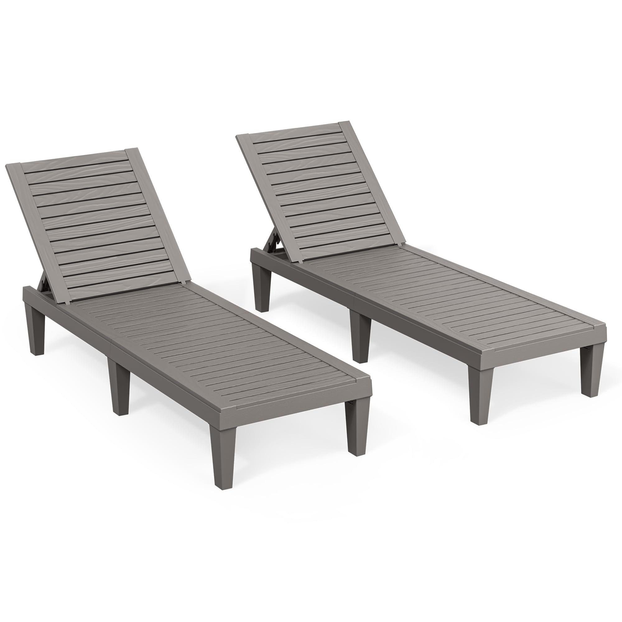Outdoor Chaise Lounge Chair Set of 2,Waterproof & Lightweight Lounge Chair Outdoor with 5-Position Adjustable Back, Patio Lounge Chair for Garden, Pool Lounge Chairs for Poolside or Beach Use