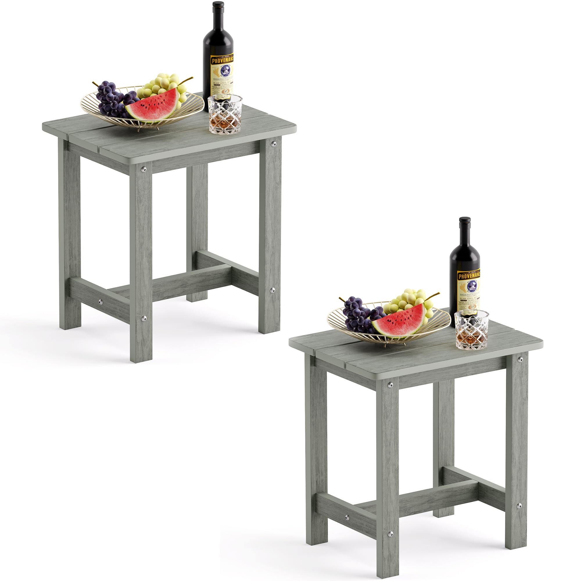 LUE BONA Outdoor Side Table Set of 2, HDPS Small Outdoor Table, Adirondack Side Table, Outside End Table for Patio, Porch, Deck, Pool, Weather Resistant/Easy Maintenance/Indoor or Outside Use, Black