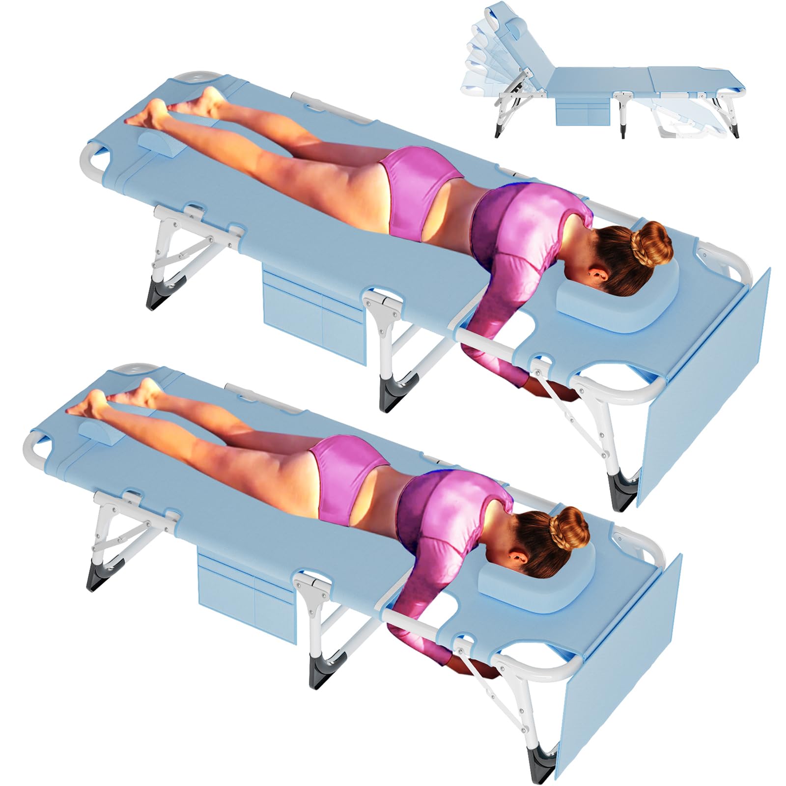 ABORON Heavy Duty Tanning Chair,Outdoor 5-Position Folding Chaise Lounge Chair with Pad,Portable Beach Lounge Chair for Outdoor Sunbathing Patio Pool Lawn Deck Poolside