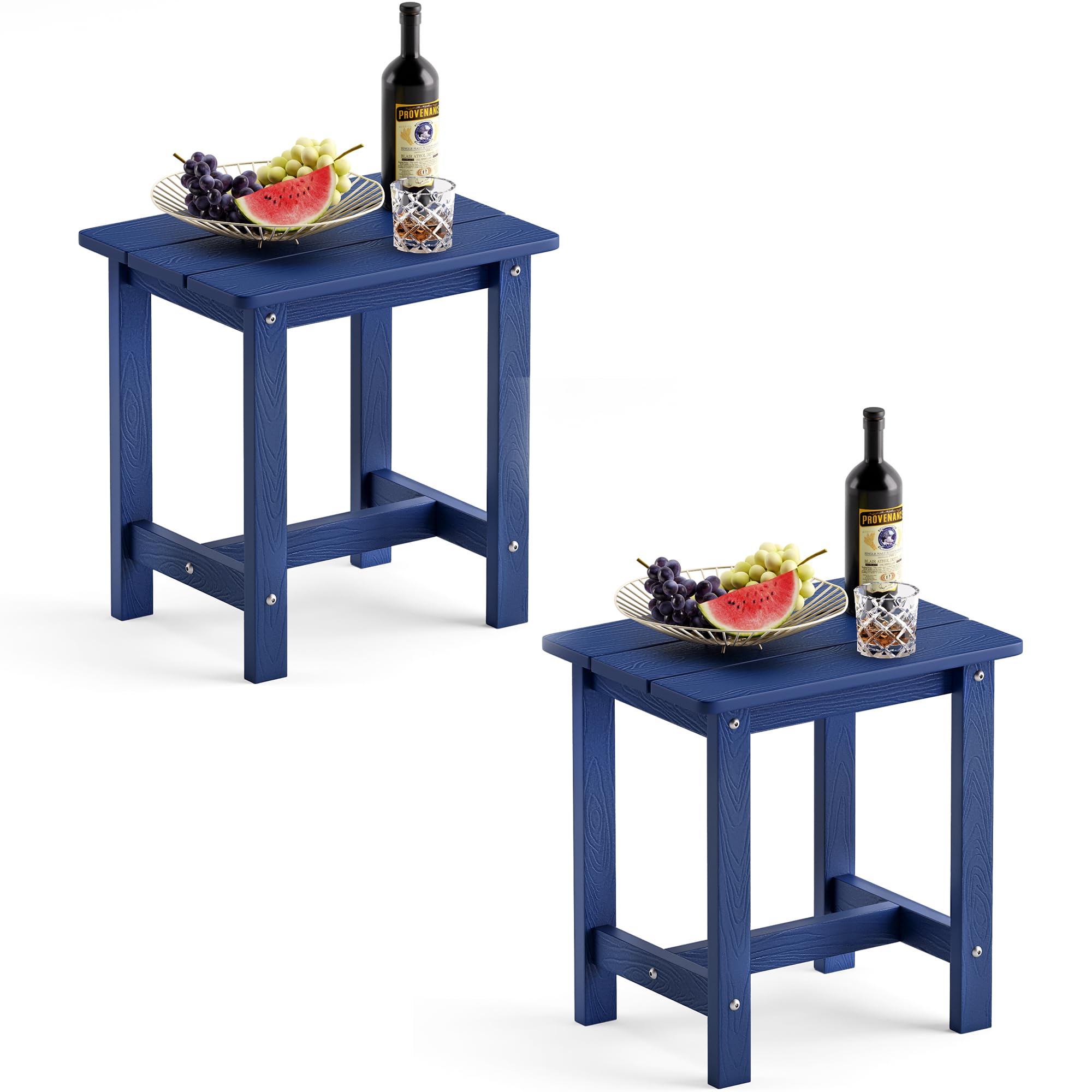 LUE BONA Outdoor Side Table Set of 2, HDPS Small Outdoor Table, Adirondack Side Table, Outside End Table for Patio, Porch, Deck, Pool, Weather Resistant/Easy Maintenance/Indoor or Outside Use, Black
