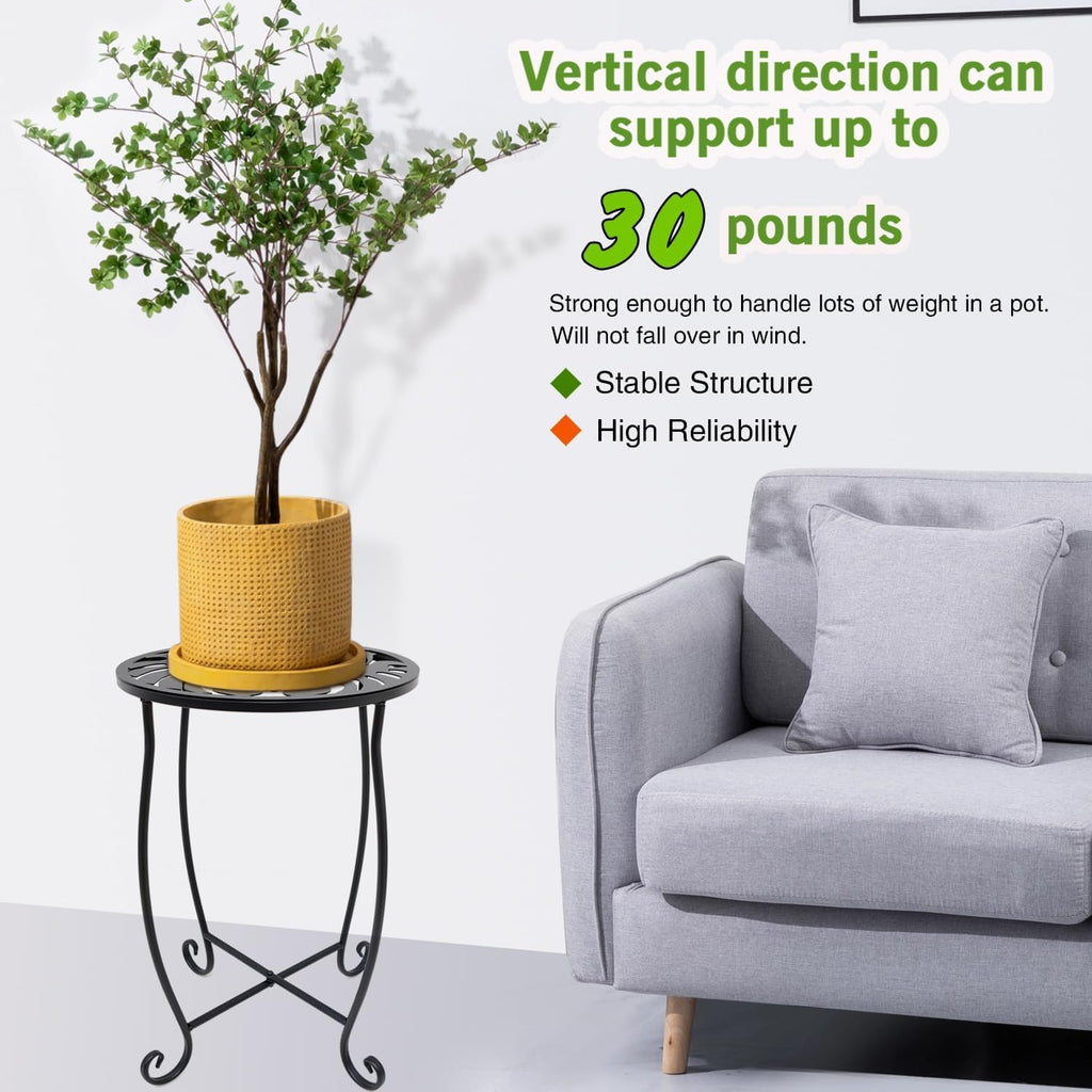 Small Side Tables for Small Space, 2 Pack Metal Outdoor Indoor Side Table, Weather Resistant Mini Metal Round Side Table Pool Chair Side Table for Patio Yard Porch Balcony Garden Bedside, Black