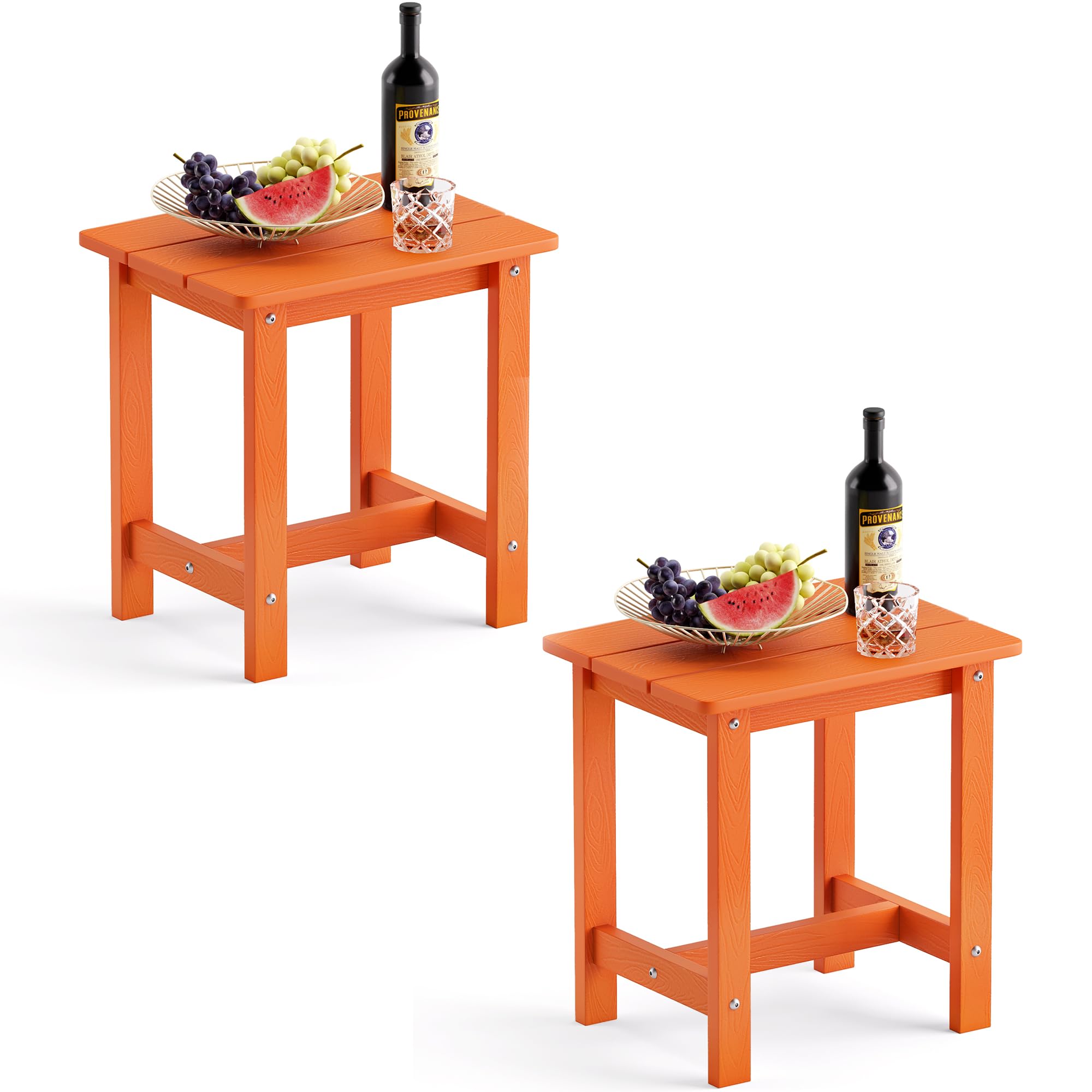 LUE BONA Outdoor Side Table Set of 2, HDPS Small Outdoor Table, Adirondack Side Table, Outside End Table for Patio, Porch, Deck, Pool, Weather Resistant/Easy Maintenance/Indoor or Outside Use, Black