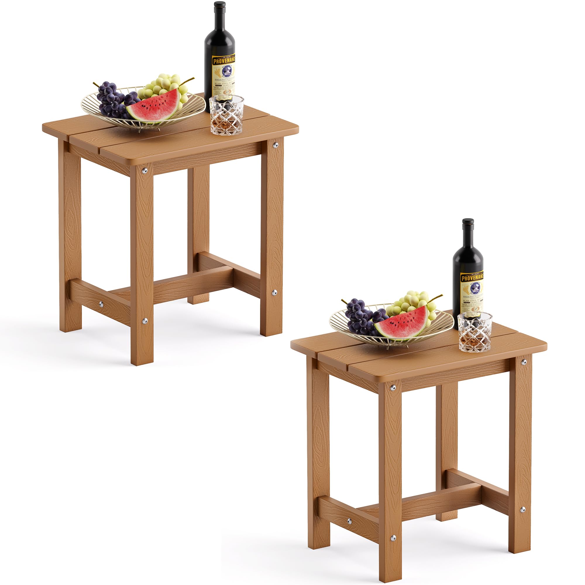LUE BONA Outdoor Side Table Set of 2, HDPS Small Outdoor Table, Adirondack Side Table, Outside End Table for Patio, Porch, Deck, Pool, Weather Resistant/Easy Maintenance/Indoor or Outside Use, Black